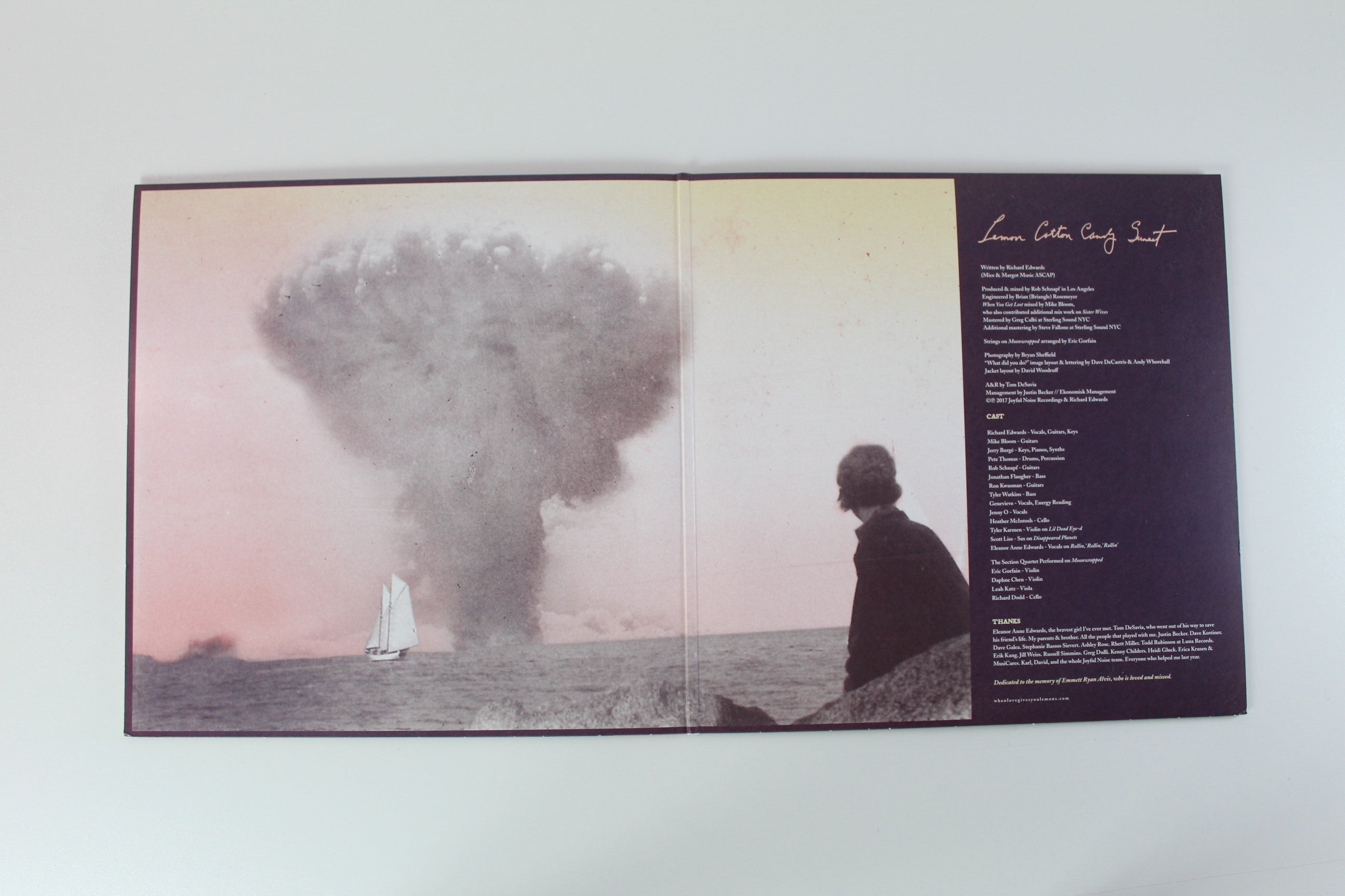 Richard Edwards - Lemon Cotton Candy Sunset on Joyful Noise Recordings – 45 RPM – Limited Edition – Yellow Lemon Vinyl – Pink Vinyl – With Flexi-disc
