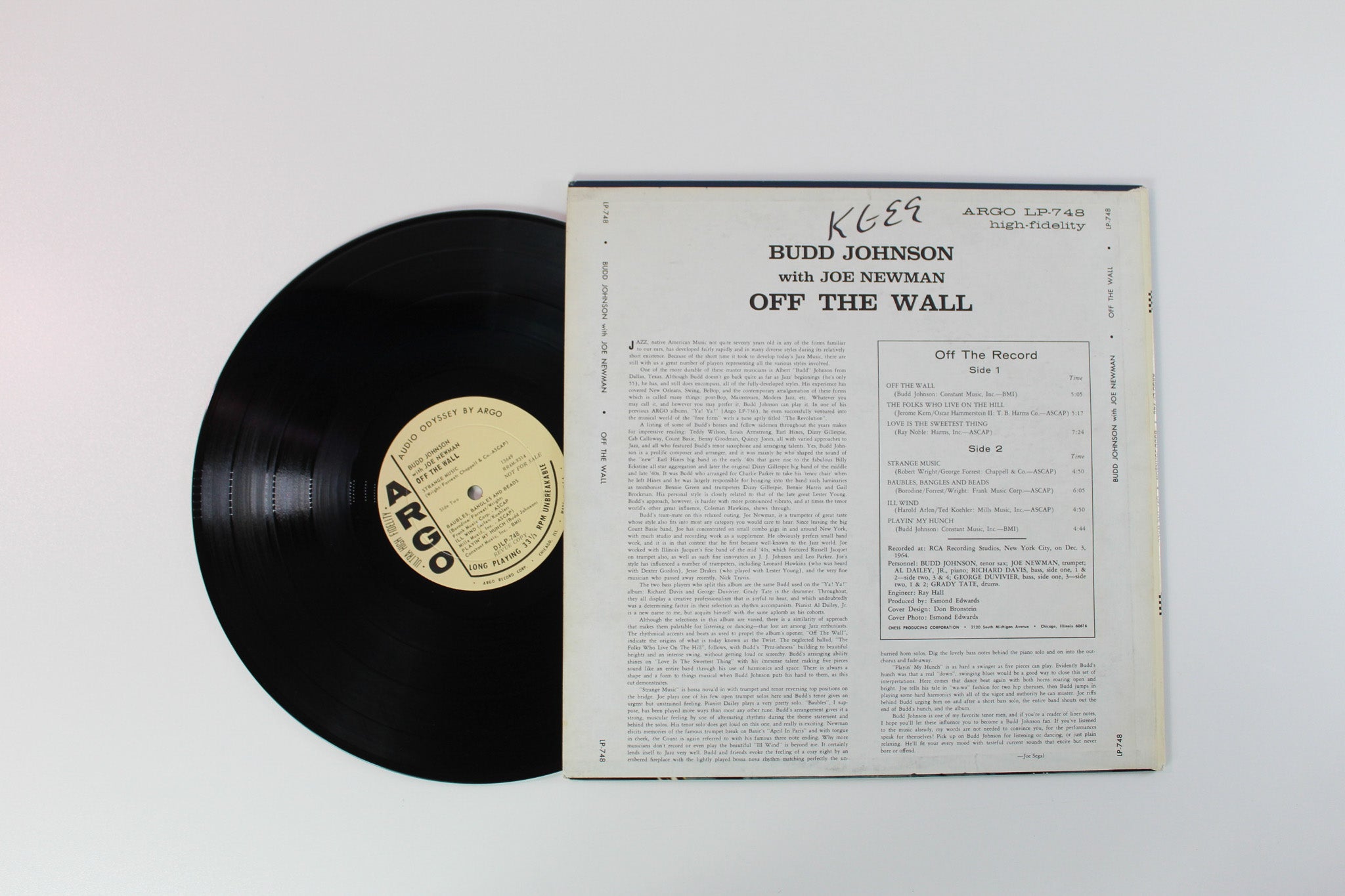 Budd Johnson - Off The Wall on Argo - Mono Promo