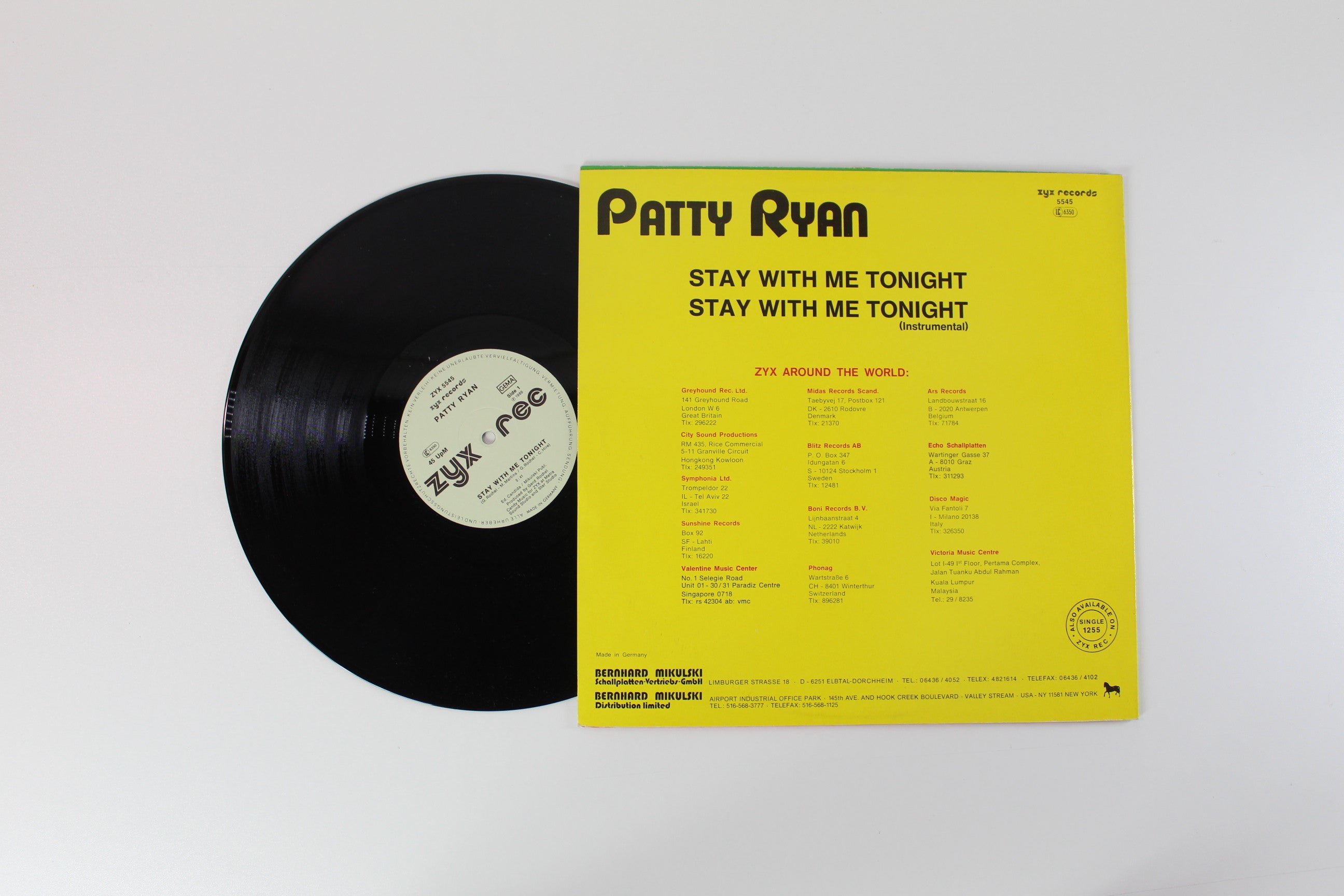 Patty Ryan - Stay With Me Tonight on ZYX Records - 12" Single