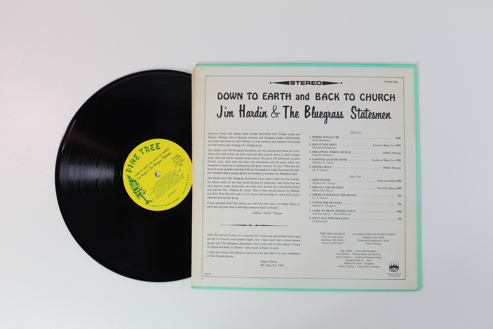 Jim Hardin - Down To Earth And Back To Church on Pine Tree Records