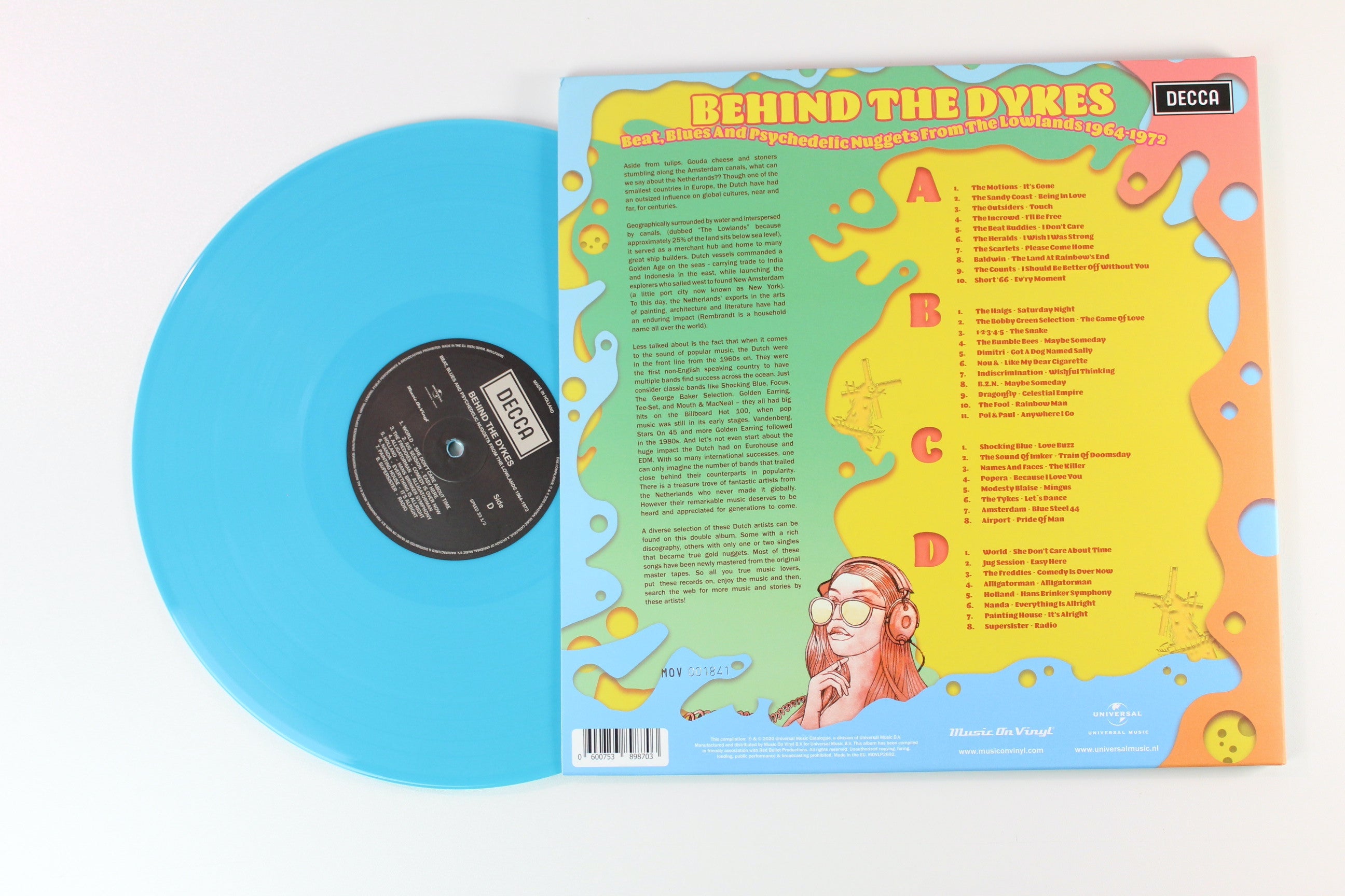 Various - Behind The Dykes (Beat, Blues And Psychedelic Nuggets From The Lowlands 1964-1972) on Music on Vinyl Ltd. Yellow & Turquoise Vinyl
