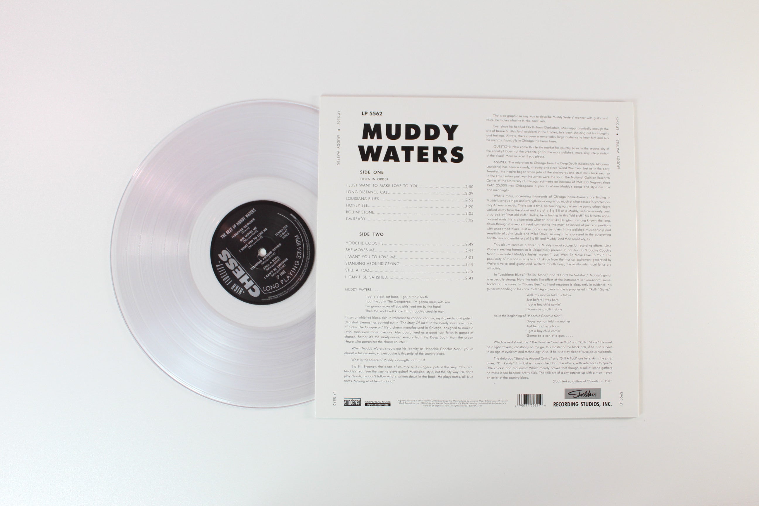 Muddy Waters - The Best Of Muddy Waters on Sundazed RSD BF 2017 Ltd Mono Clear Vinyl Reissue