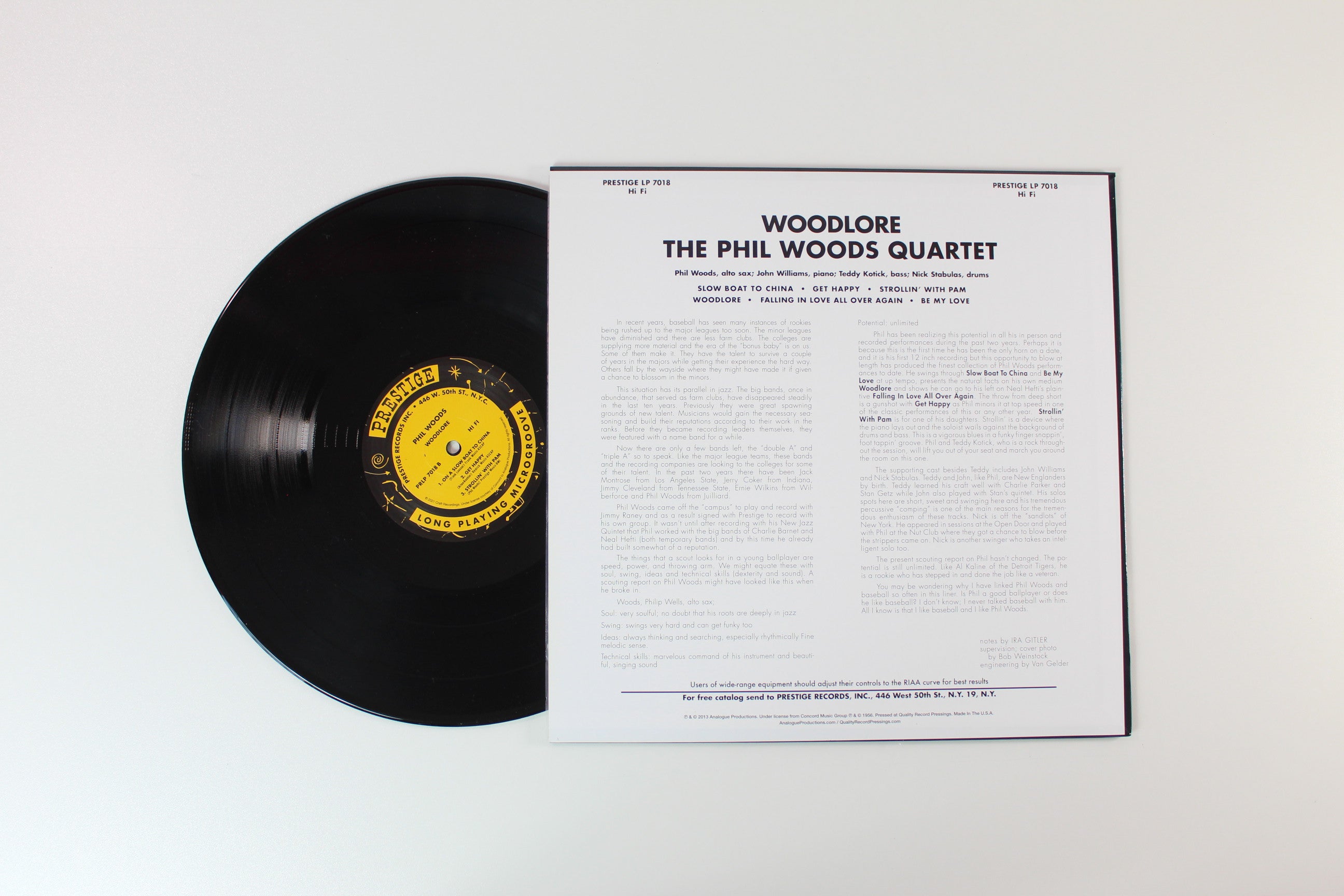 The Phil Woods Quartet - Woodlore on Prestige Analogue Productions Ltd 180 Gram Reissue