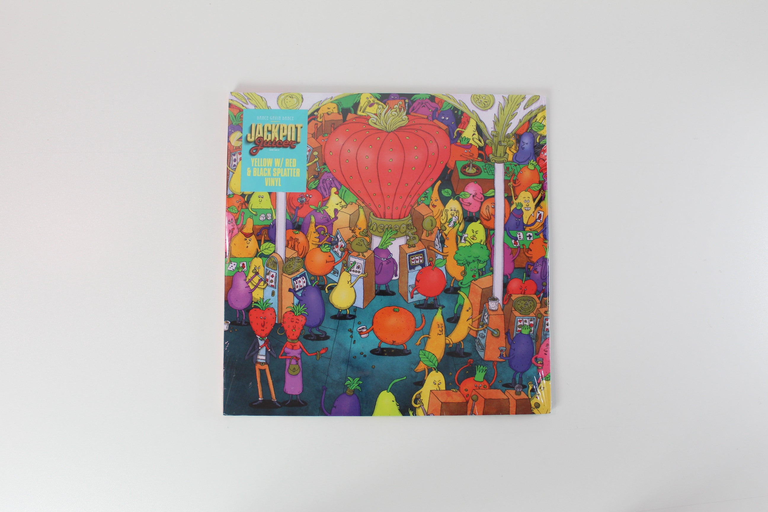 Dance Gavin Dance - Jackpot Juicer on Rise Records - Yellow Transparent w/ Red & Black Splatter colored vinyl - Sealed