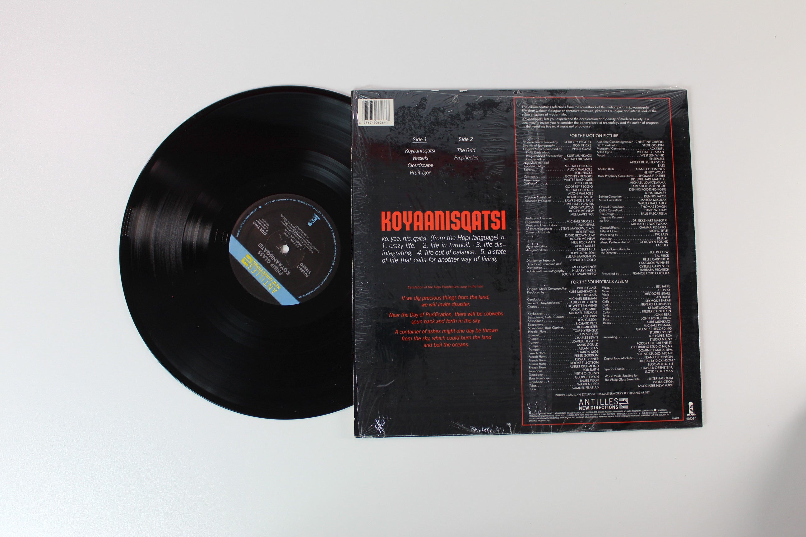 Philip Glass - Koyaanisqatsi (Life Out Of Balance) (Original Soundtrack Album From The Motion Picture) on Antilles New Directions