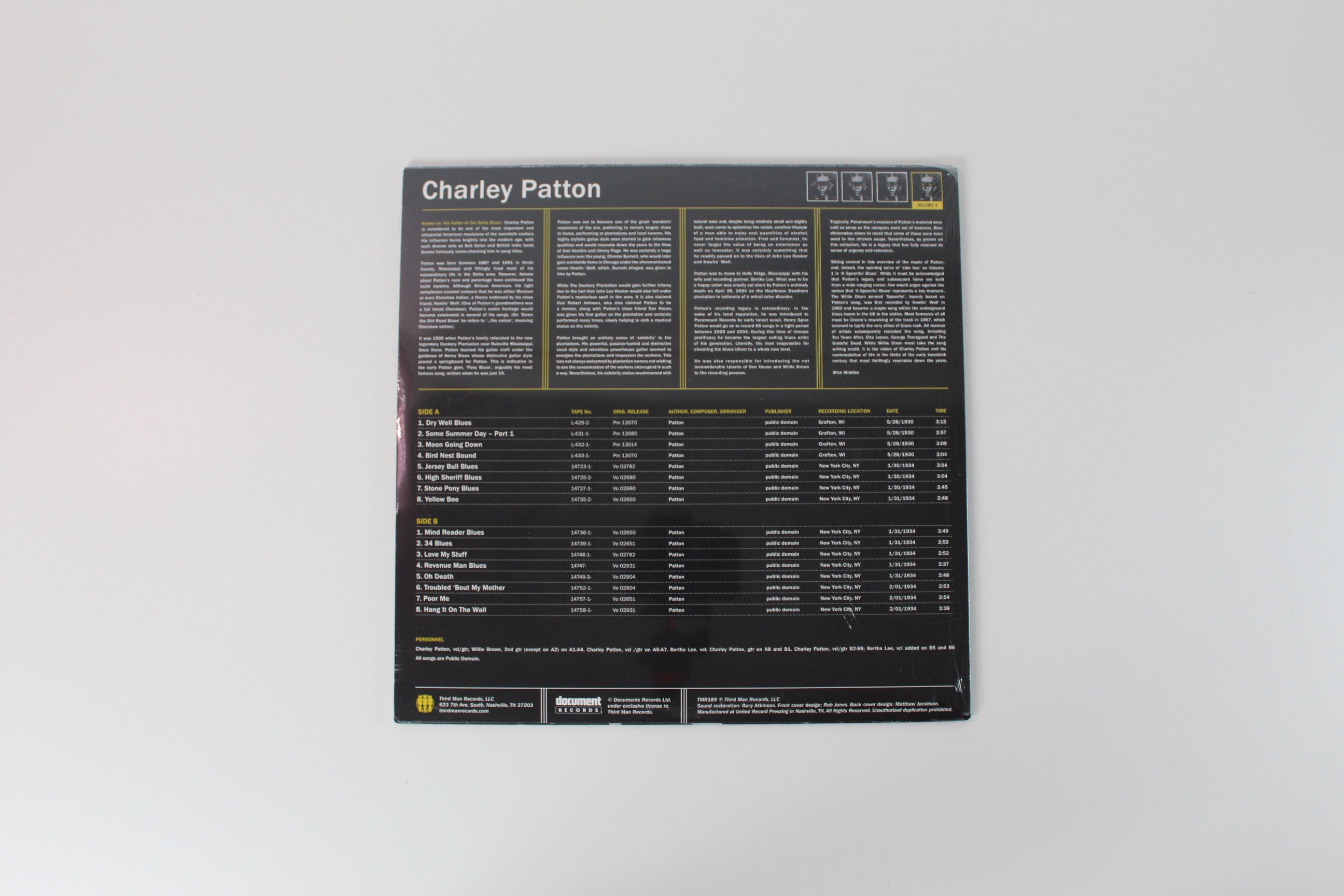 Charley Patton - Complete Recorded Works In Chronological Order Volume 4 on Third Man Sealed