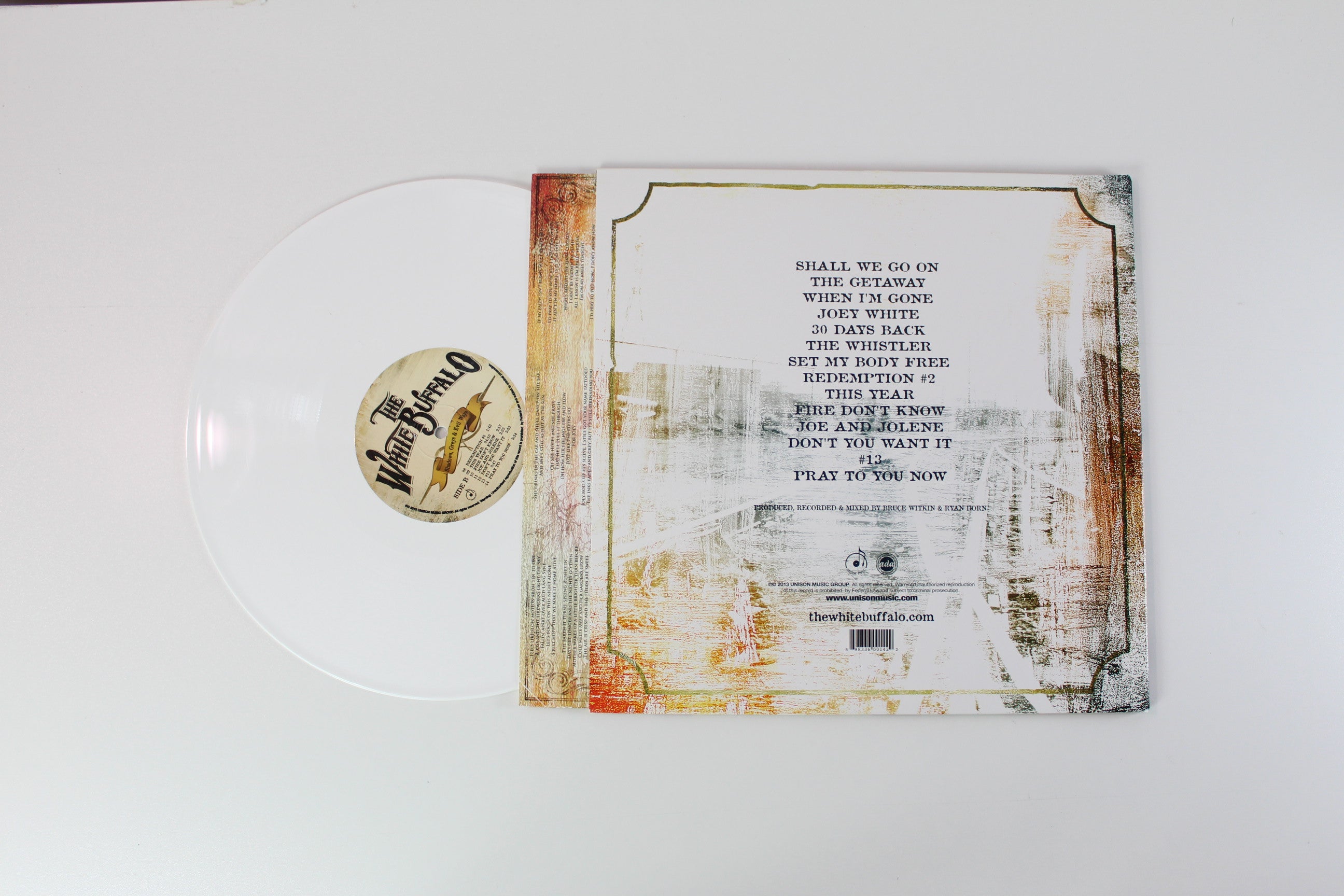 The White Buffalo - Shadows Greys & Evil Ways on Unison Music Group White Vinyl