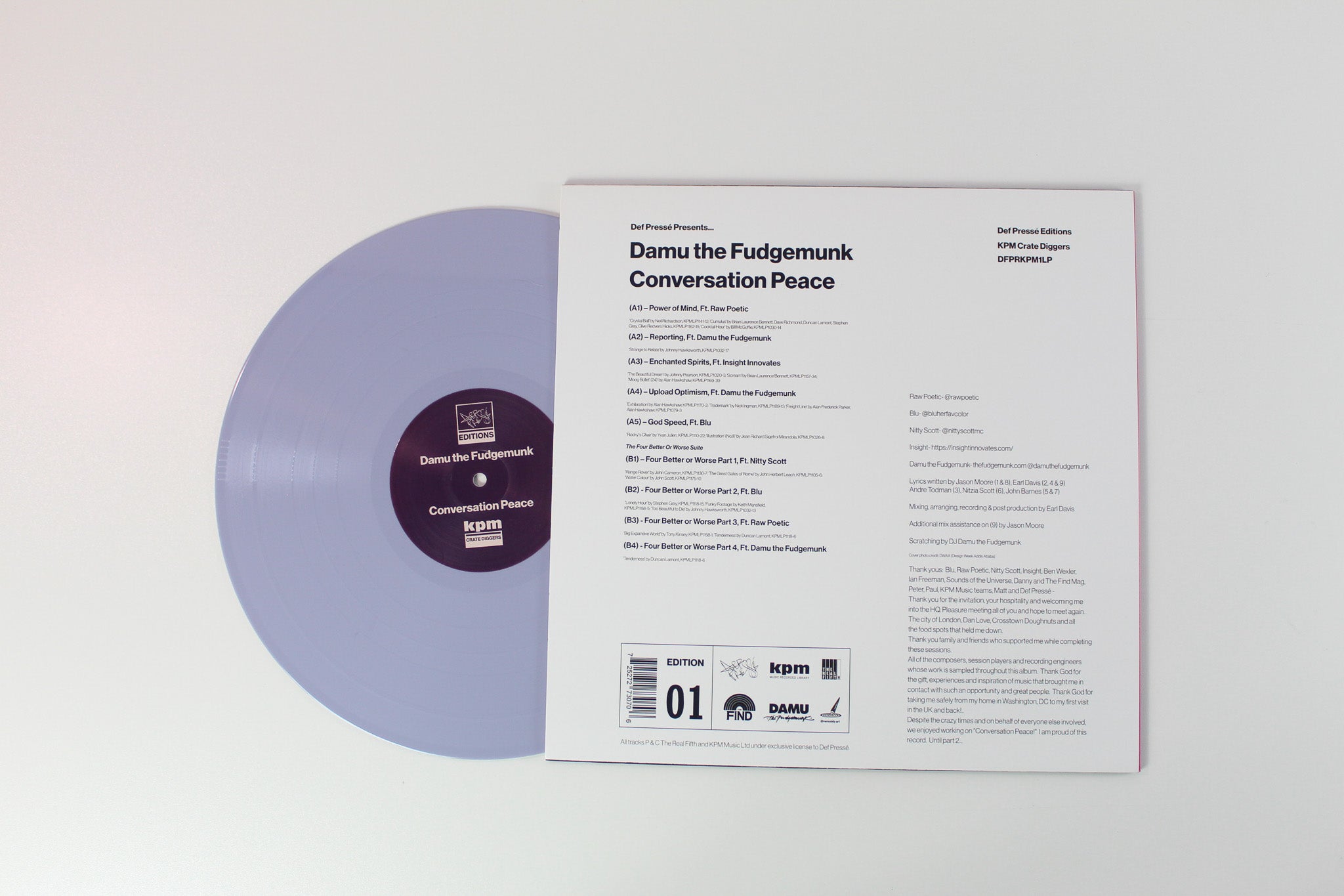 Damu The Fudgemunk - Conversation Peace on Def Presse Soft Lilac Vinyl