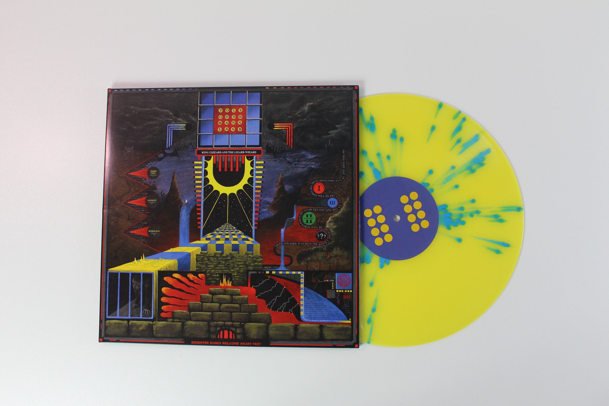 King Gizzard And The Lizard Wizard - Polygondwanaland on Blood Music Ltd Yellow Transparent w/ Blue Splatter Reissue