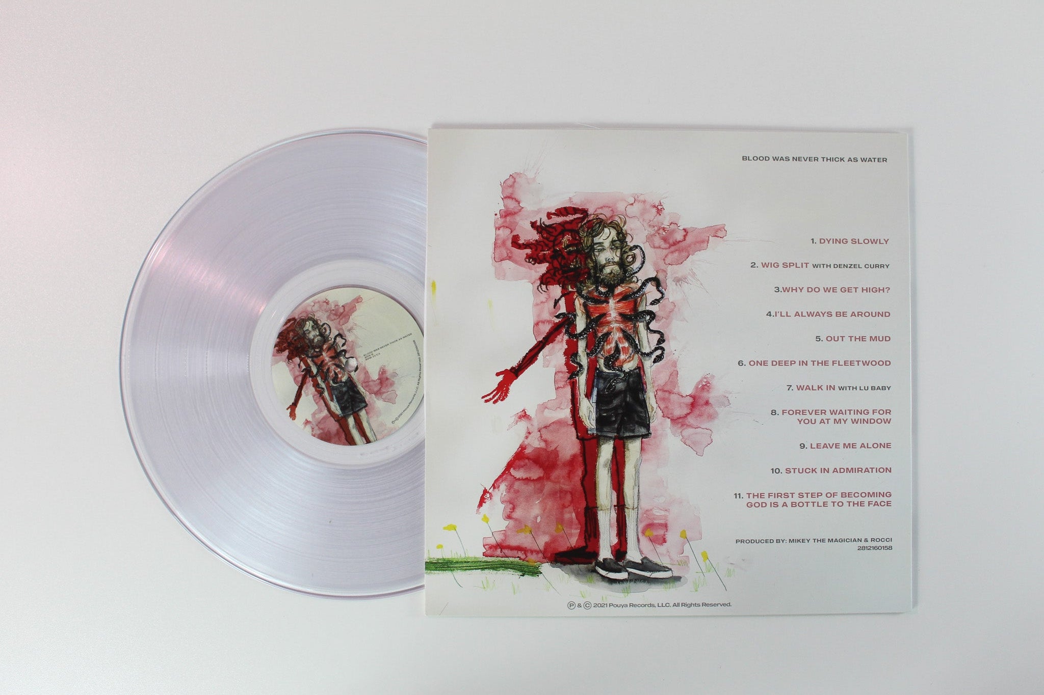 Pouya - Blood Was Never Thick As Water on Pouya Records - Clear Vinyl