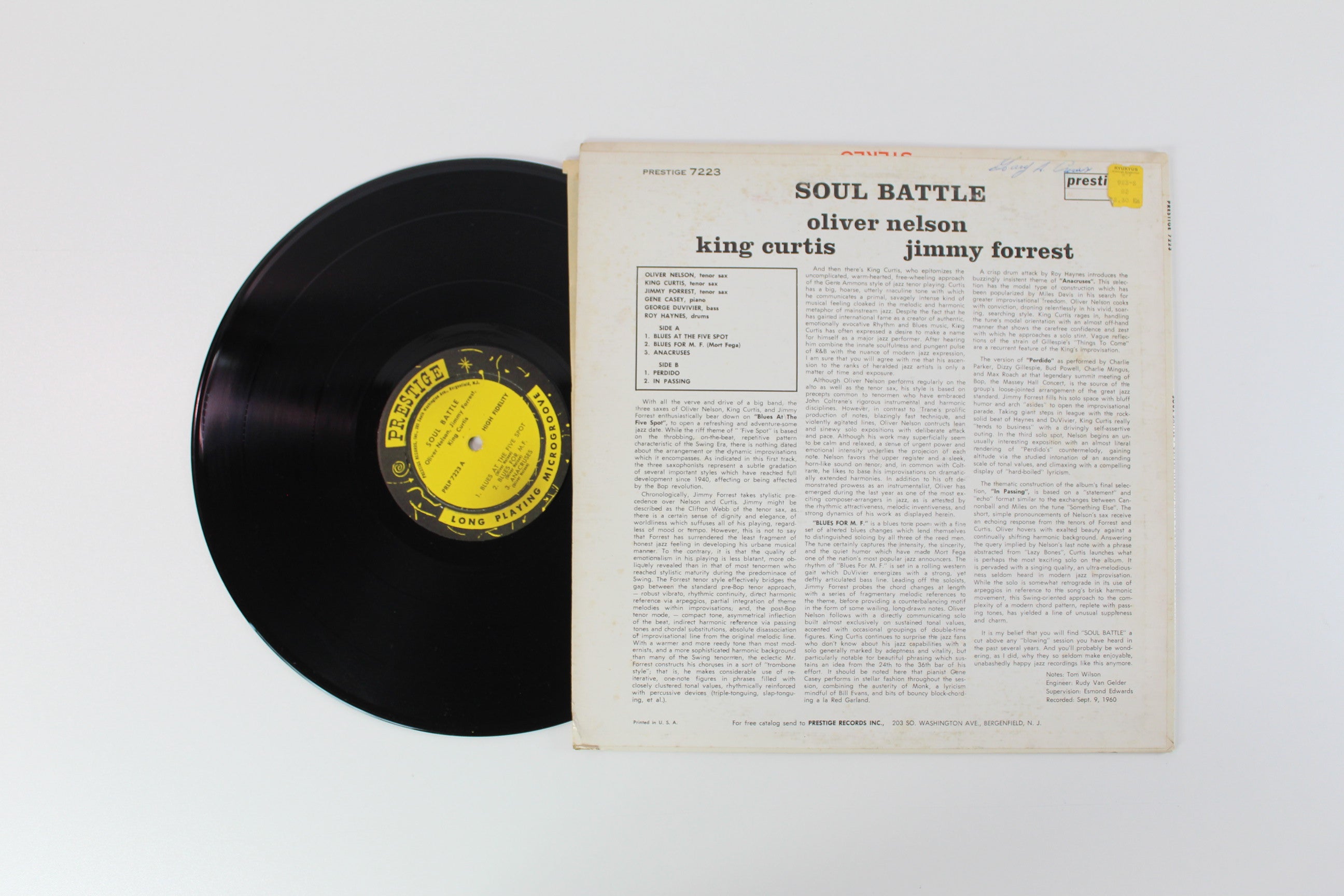 Oliver Nelson King Curtis Jimmy Forrest - Soul Battle on Prestige Mono