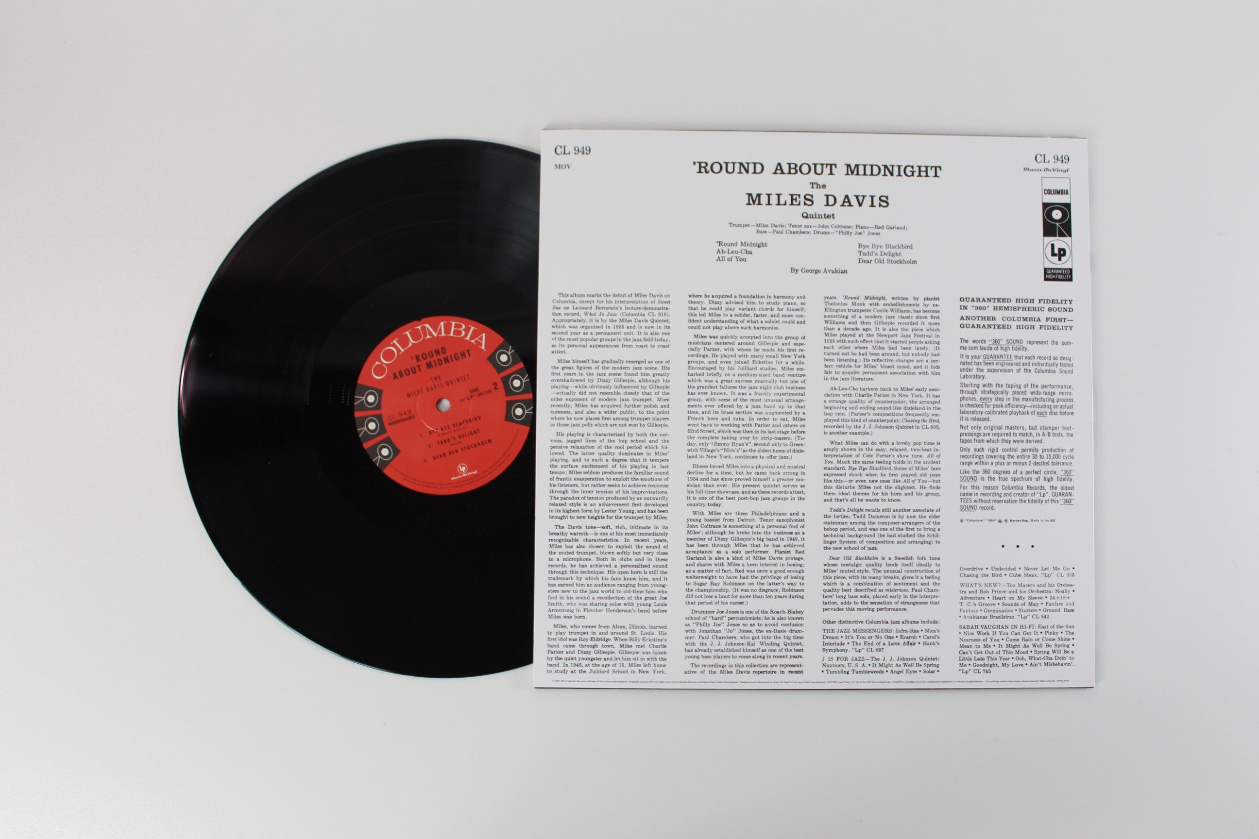 Miles Davis - 'Round About Midnight on Columbia Music on Vinyl 180 Gram Reissue