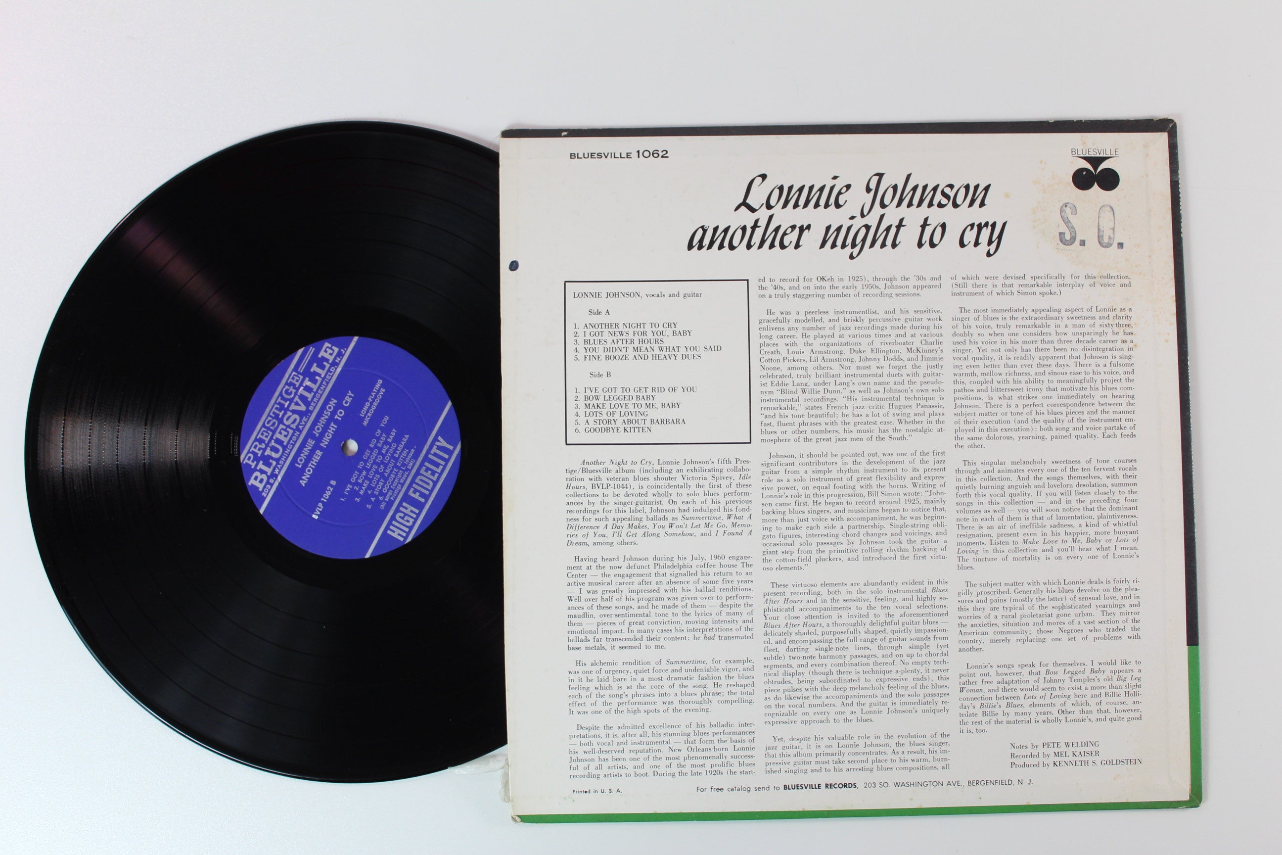 Lonnie Johnson - Another Night To Cry on Bluesville - Mono