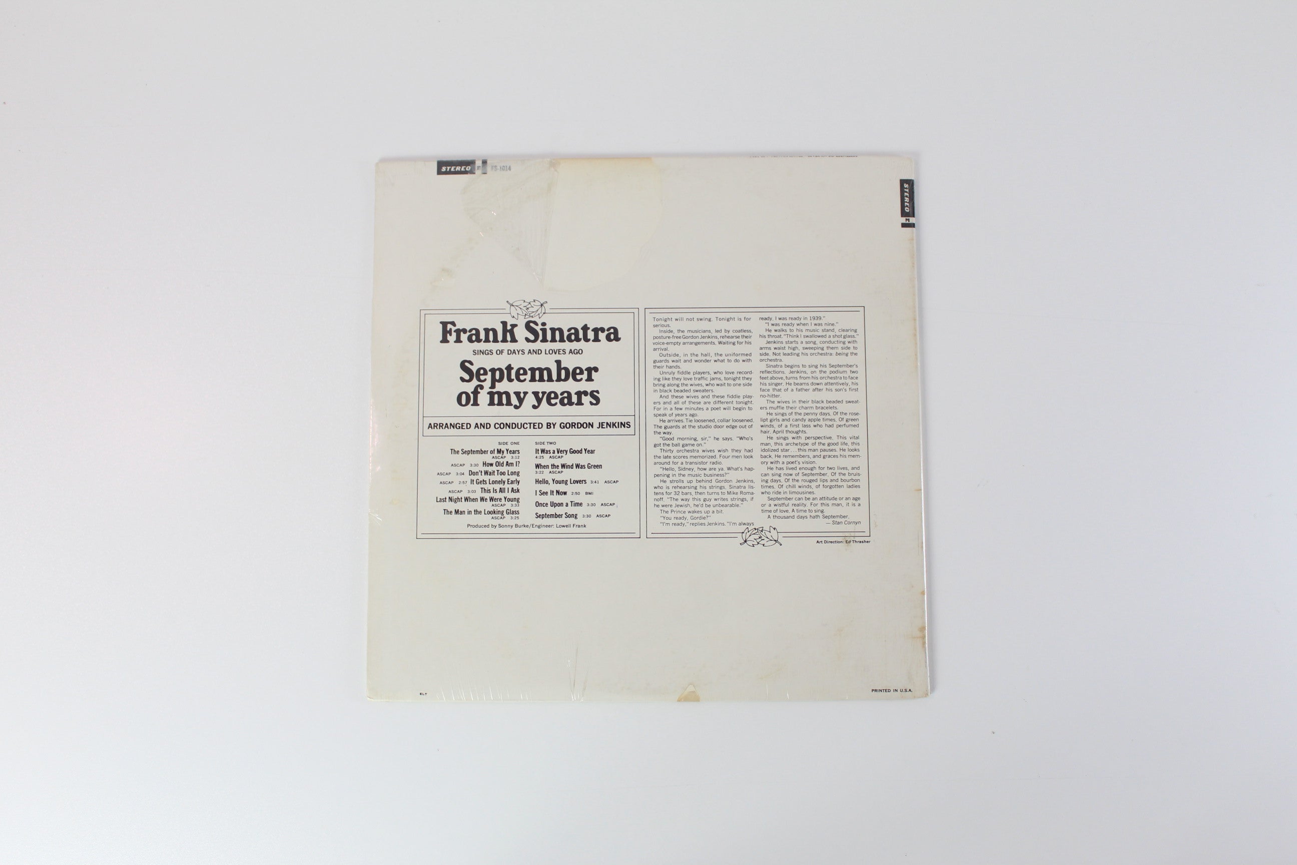 Frank Sinatra - September Of My Years on Reprise Stereo Sealed