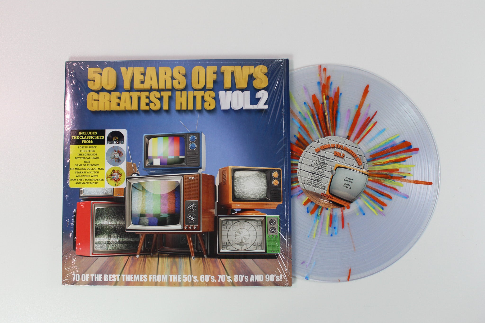 Various - 50 Years Of TV's Greatest Hits - Vol. 2 on Lmlr RSD 2023 Ltd Clear & Yellow Splatter Vinyl
