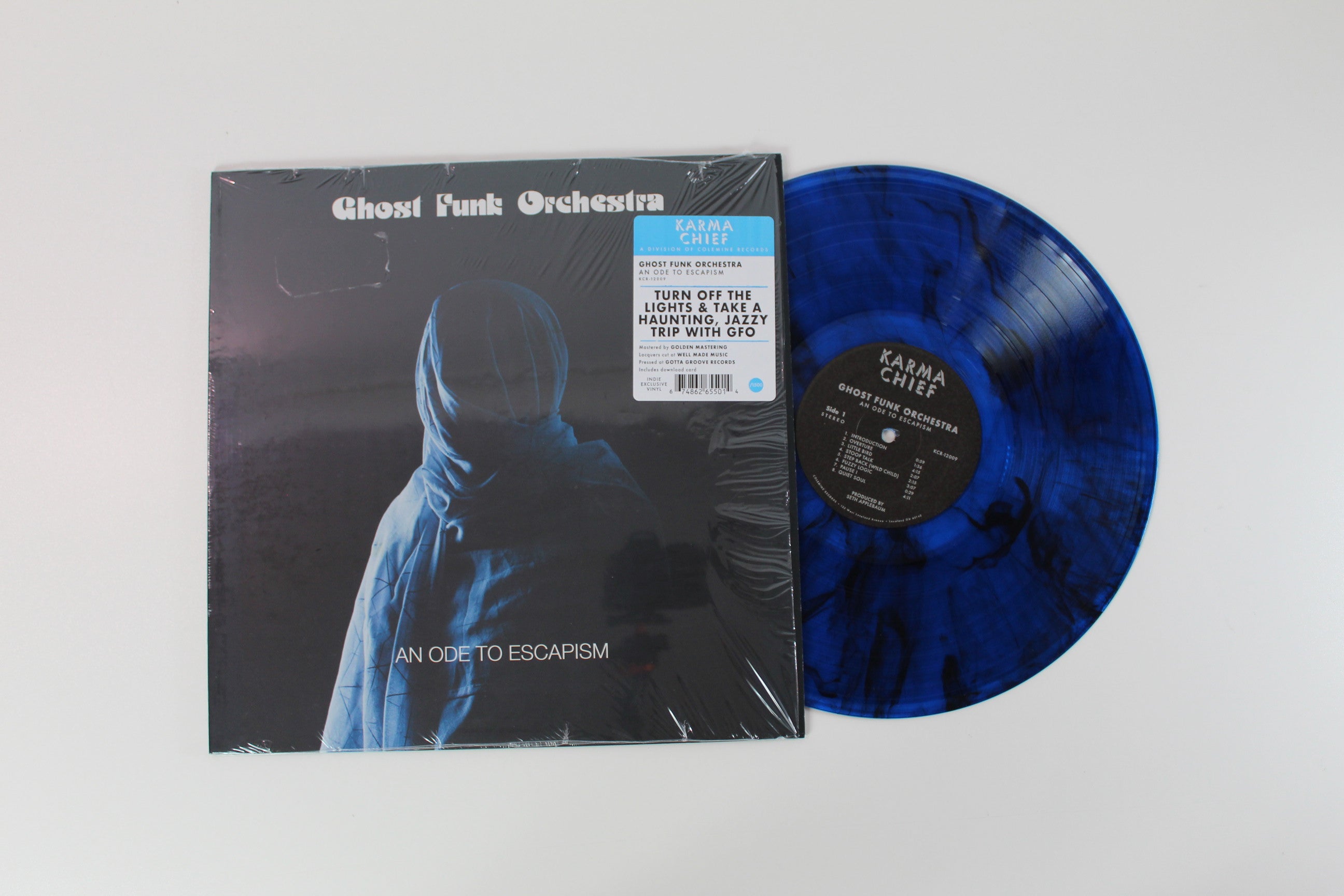 Ghost Funk Orchestra - An Ode To Escapism on Karma Chief Records - Limited Edition - Blue / Black Swirl Colored Vinyl