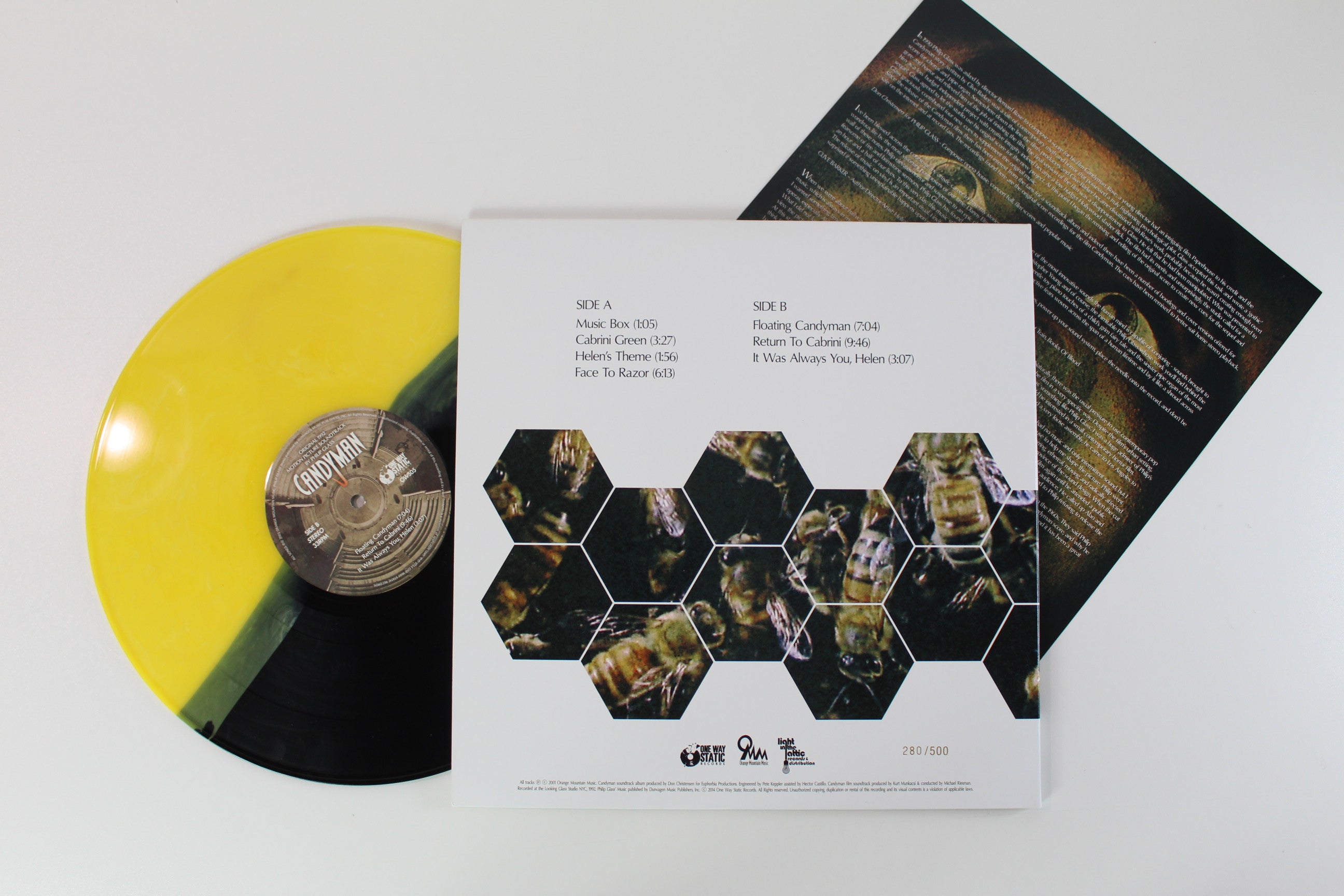 Philip Glass - Candyman (Original 1992 Motion Picture Soundtrack) on One Way Static Records - Limited Edition - Numbered - Bee Striped