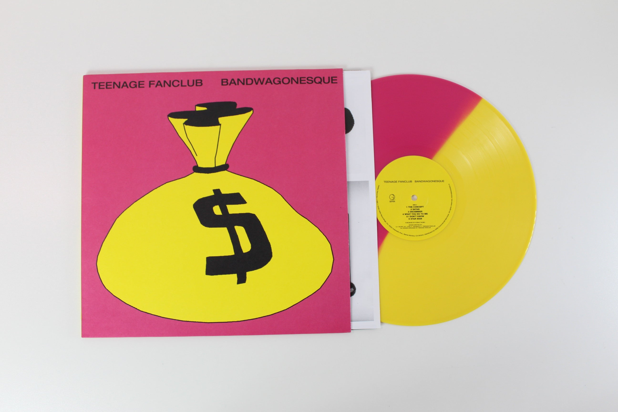 Teenage Fanclub - Bandwagonesque on Geffen Records - Pink & Yellow Split colored vinyl - Reissue