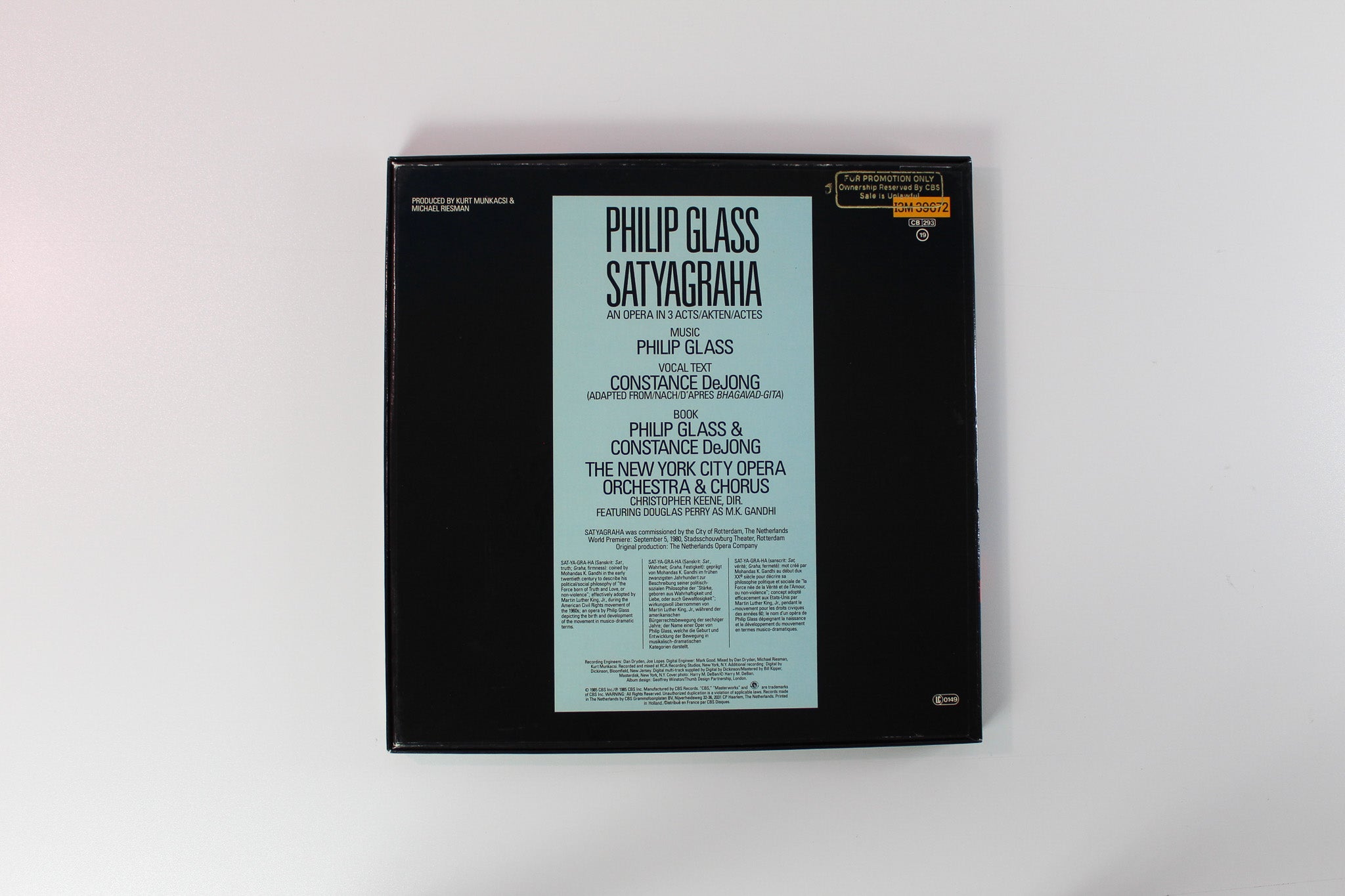 Philip Glass - Satyagraha on CBS Masterworks Box Set