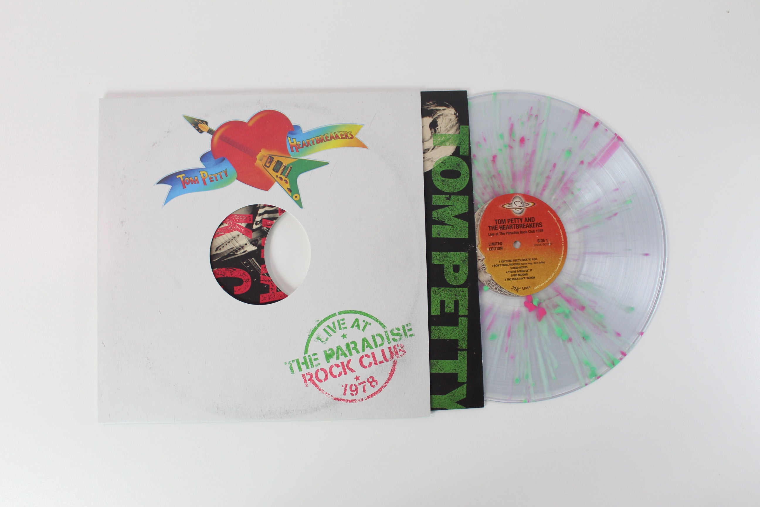 Tom Petty And The Heartbreakers - Live At The Paradise Rock Club 1978 on Petty Legacy / Shelter Records - Record Store Day 2026 - Limited Edition - Clear w/ Pink & Green Splatter Vinyl