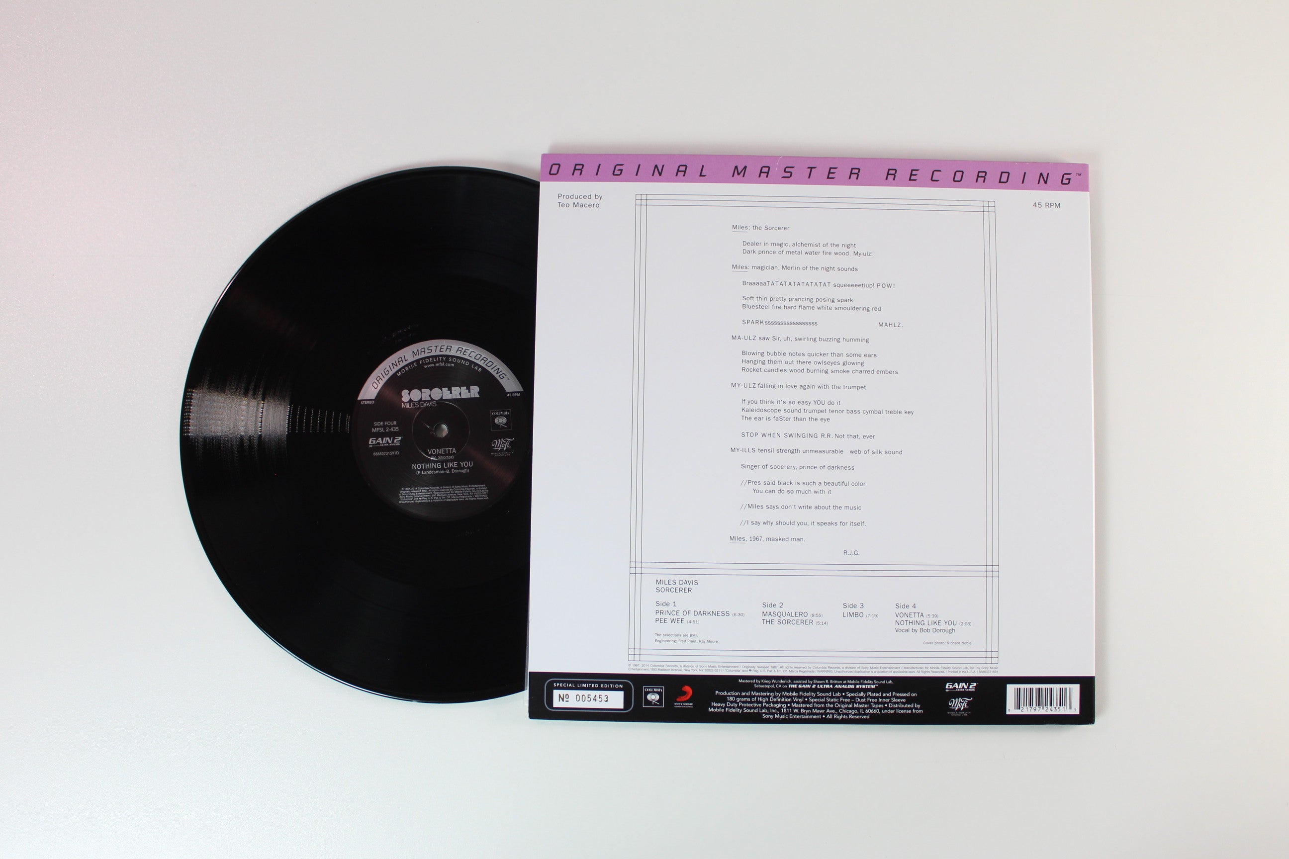 Miles Davis - Sorcerer on Mobile Fidelity Sound Lab Ltd Numbered 45 RPM 180 Gram Reissue