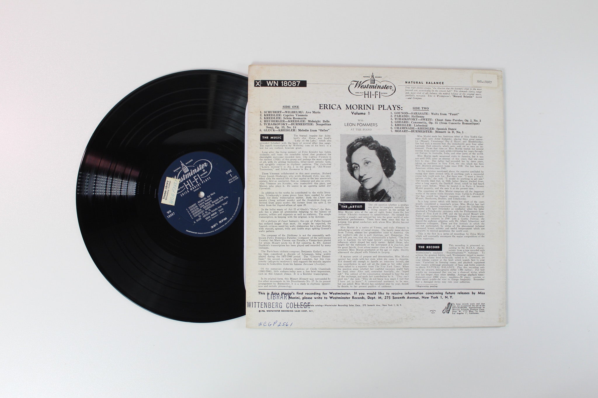 Erica Morini - Erica Morini Plays: Volume 1 on Westminster Mono