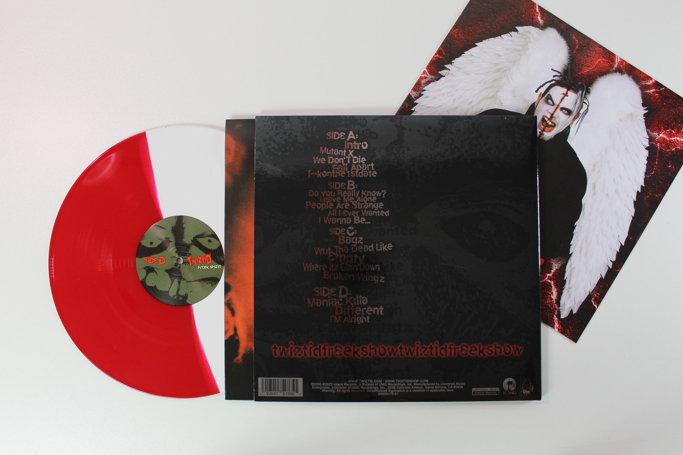 Twiztid - Freek Show on Majik Ninja Ltd Half Red Half White Reissue With Metallic Print Cover
