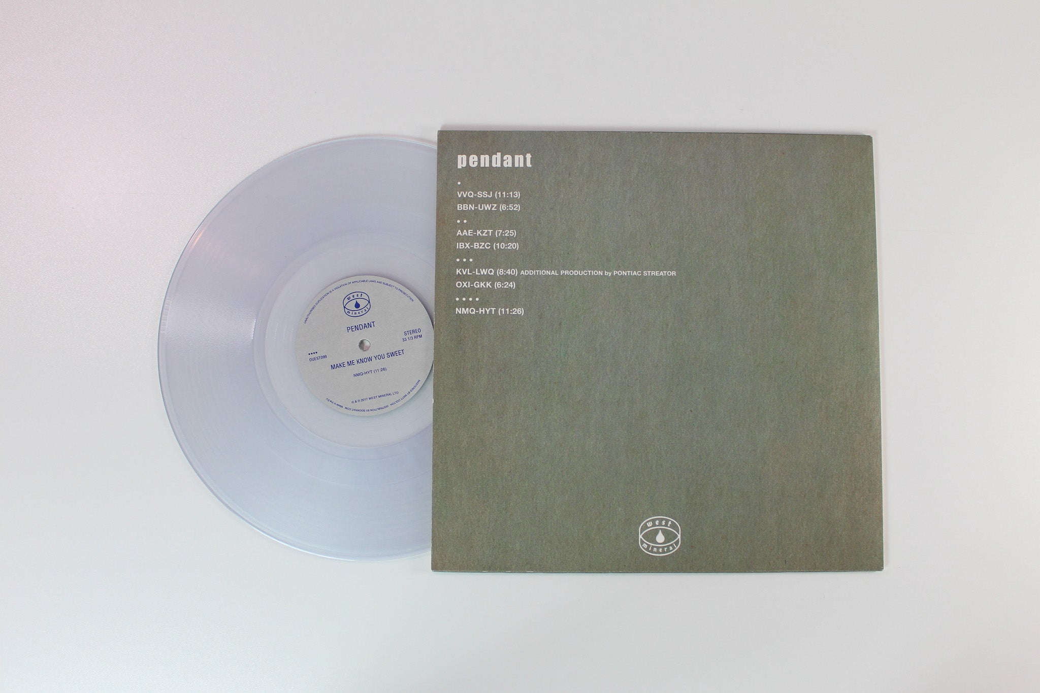 Pendant - Make Me Know You Sweet on West Mineral Limited Clear Vinyl