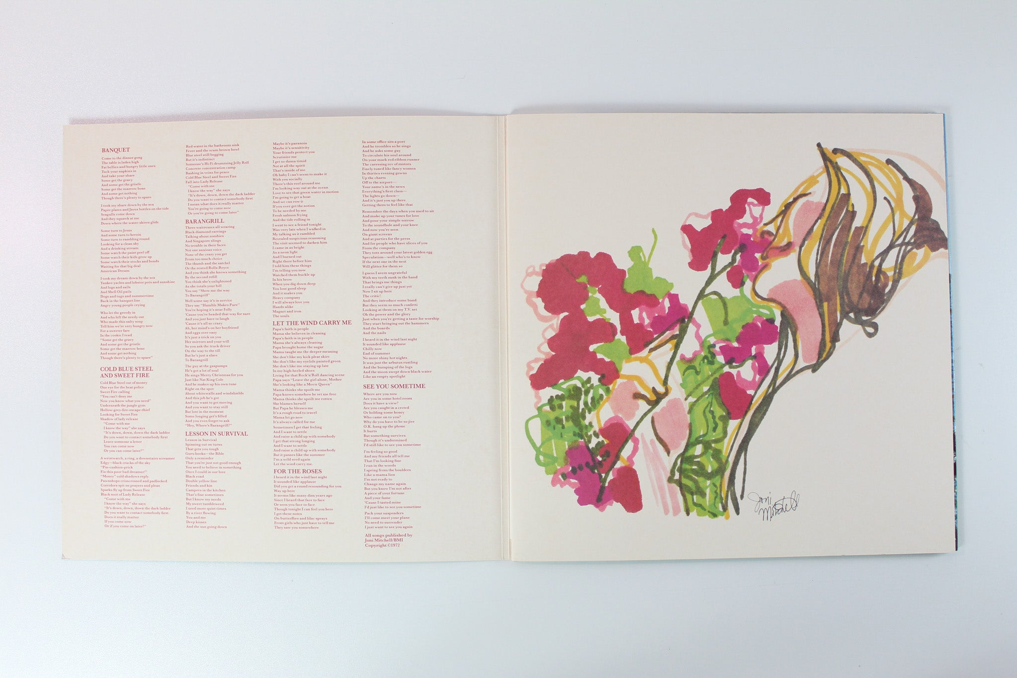 Joni Mitchell - For The Roses Ltd. Transparent Aqua Vinyl Reissue on Asylum Records