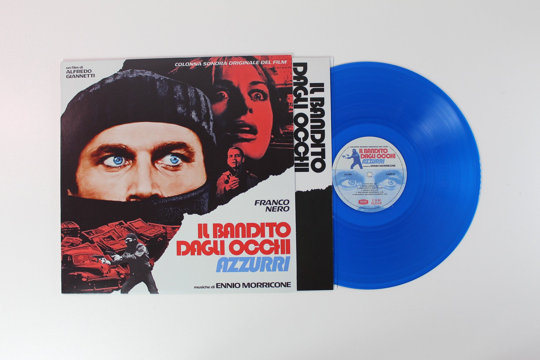 Ennio Morricone - (Colonna Sonora Originale Del Film) Il Bandito Dagli Occhi Azzurri on Cam Sugar Decca RSD 2021 Ltd Blue Transparent
