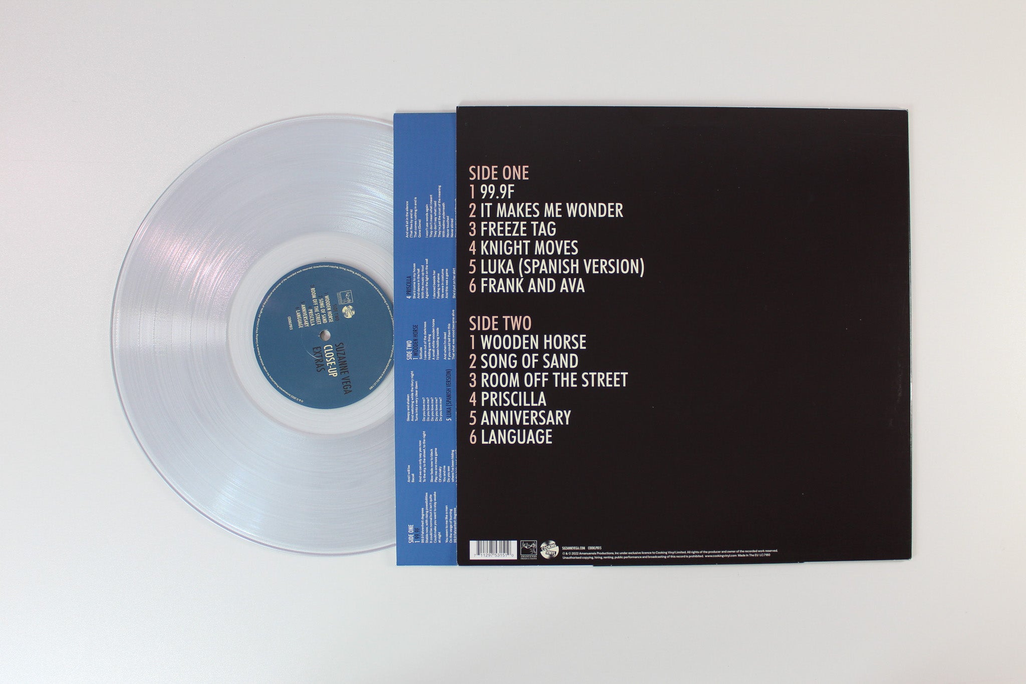 Suzanne Vega - Close-Up Extras on Cooking Vinyl RSD 2022 Ltd Crystal Clear Vinyl Reissue