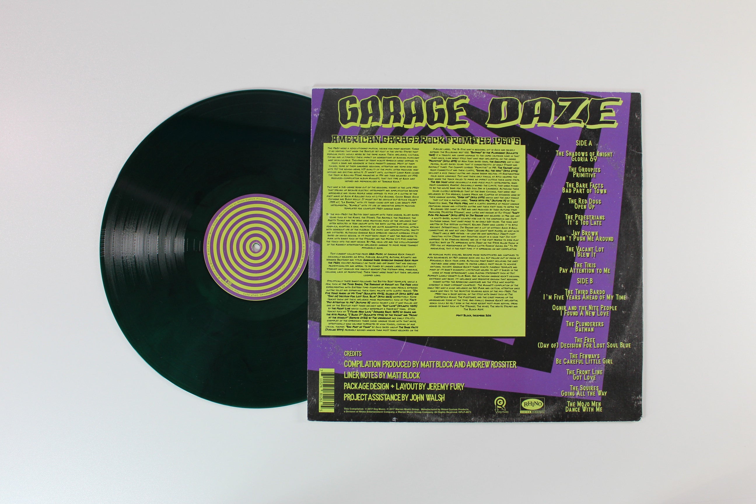 Various - Garage Daze: American Garage Rock from the 1960's on ORG Rhino Custom RSD BF 2017 Ltd Green & Black Swirl