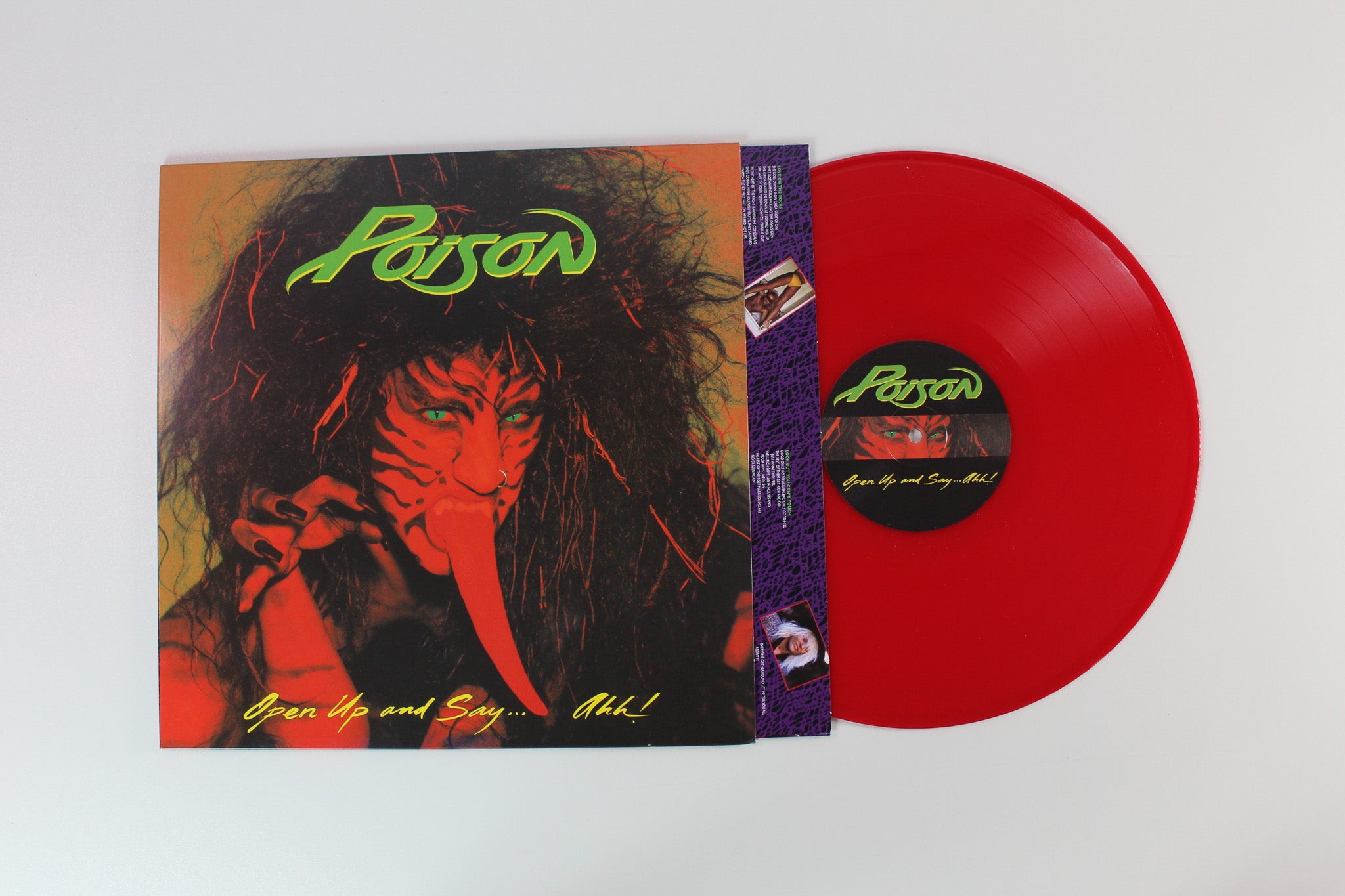 Poison - Open Up and Say...Ahh! on Capitol Ltd 45 RPM Red Opaque Vinyl Reissue