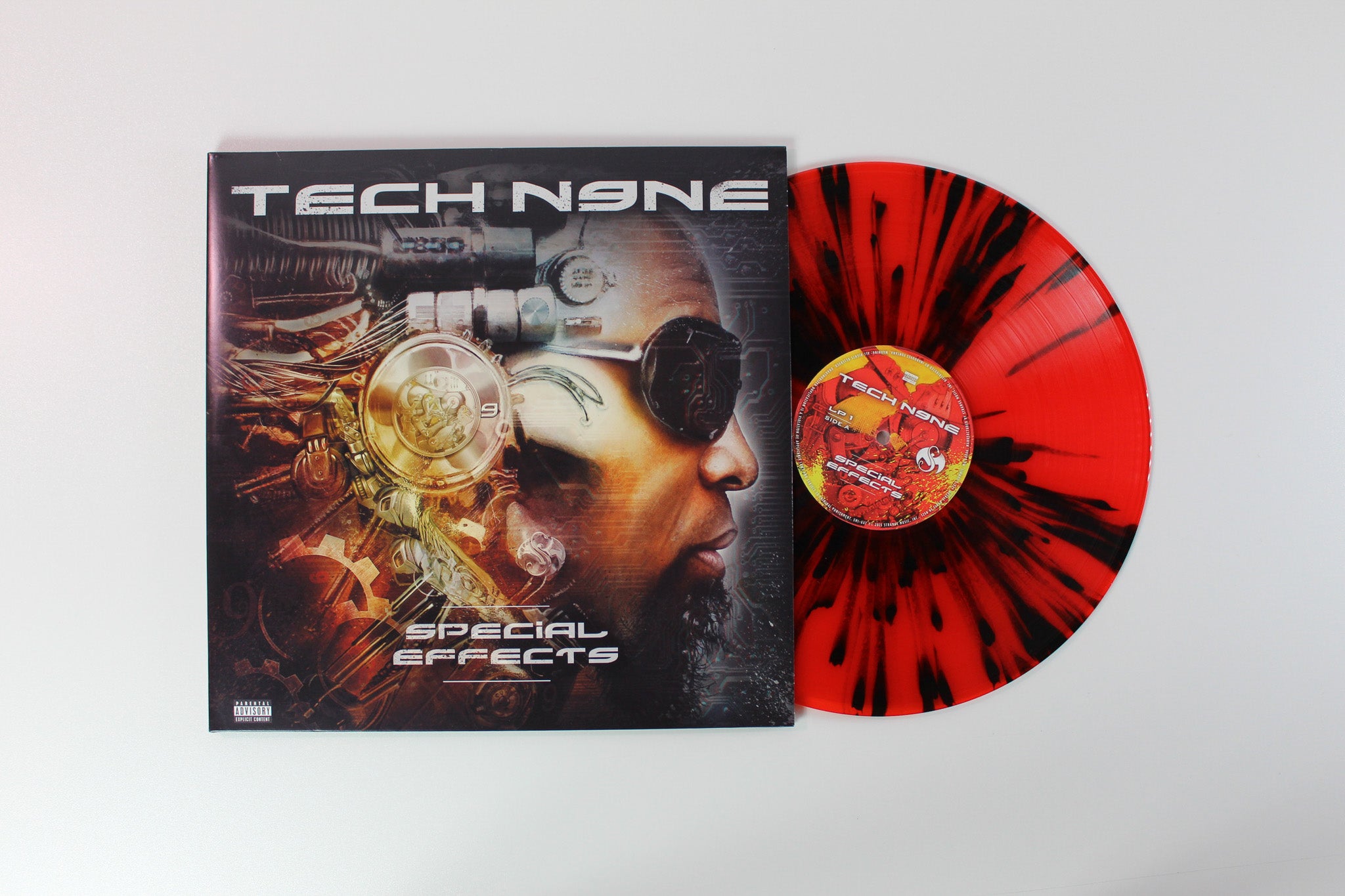 Tech N9ne - Special Effects Red Transparent w/ Black Splatter on Strange Music