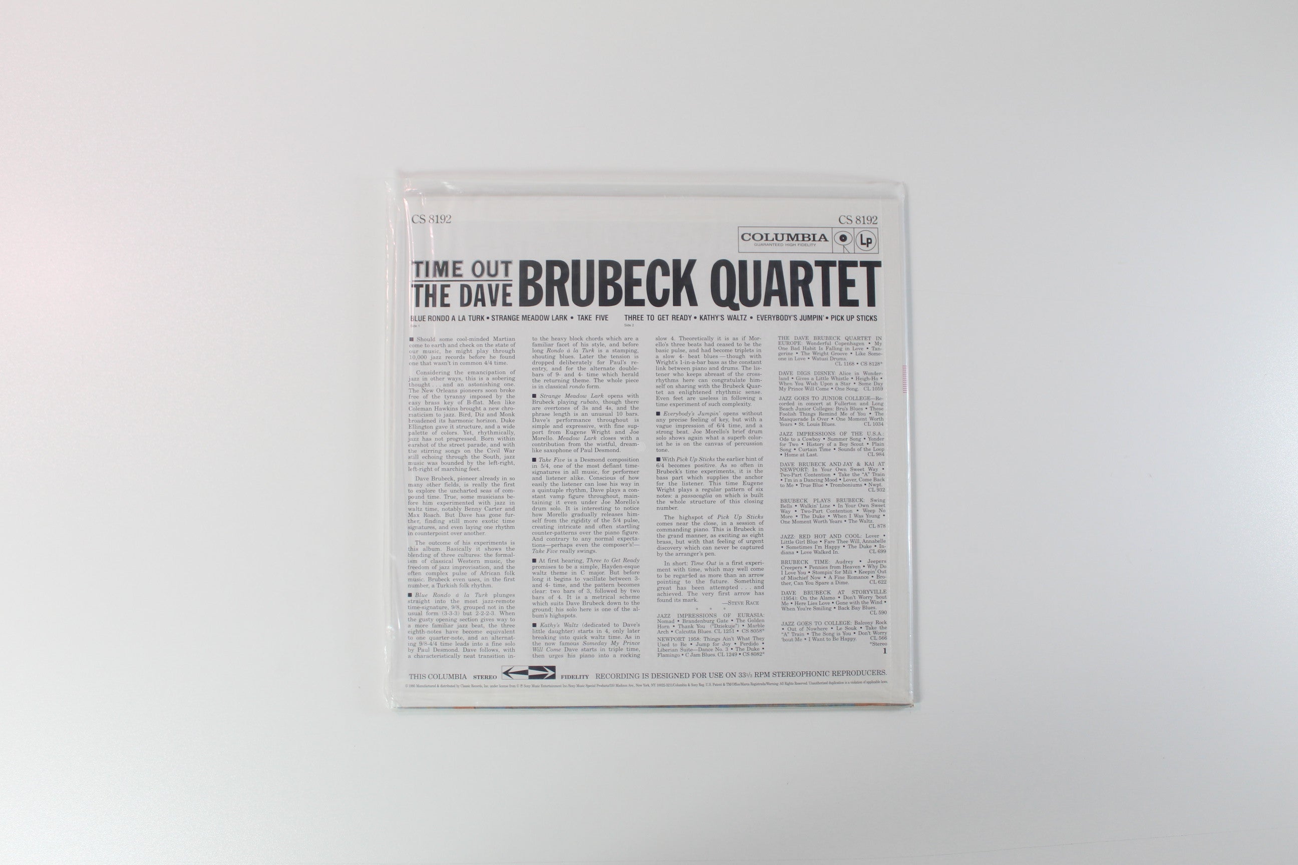 The Dave Brubeck Quartet - Time Out on Columbia Classic Records Reissue Sealed