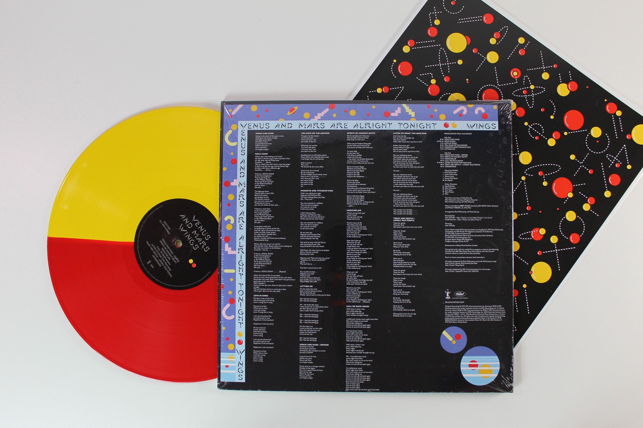 Wings - Venus And Mars on MPL Ltd Yellow/Red Split Vinyl Reissue
