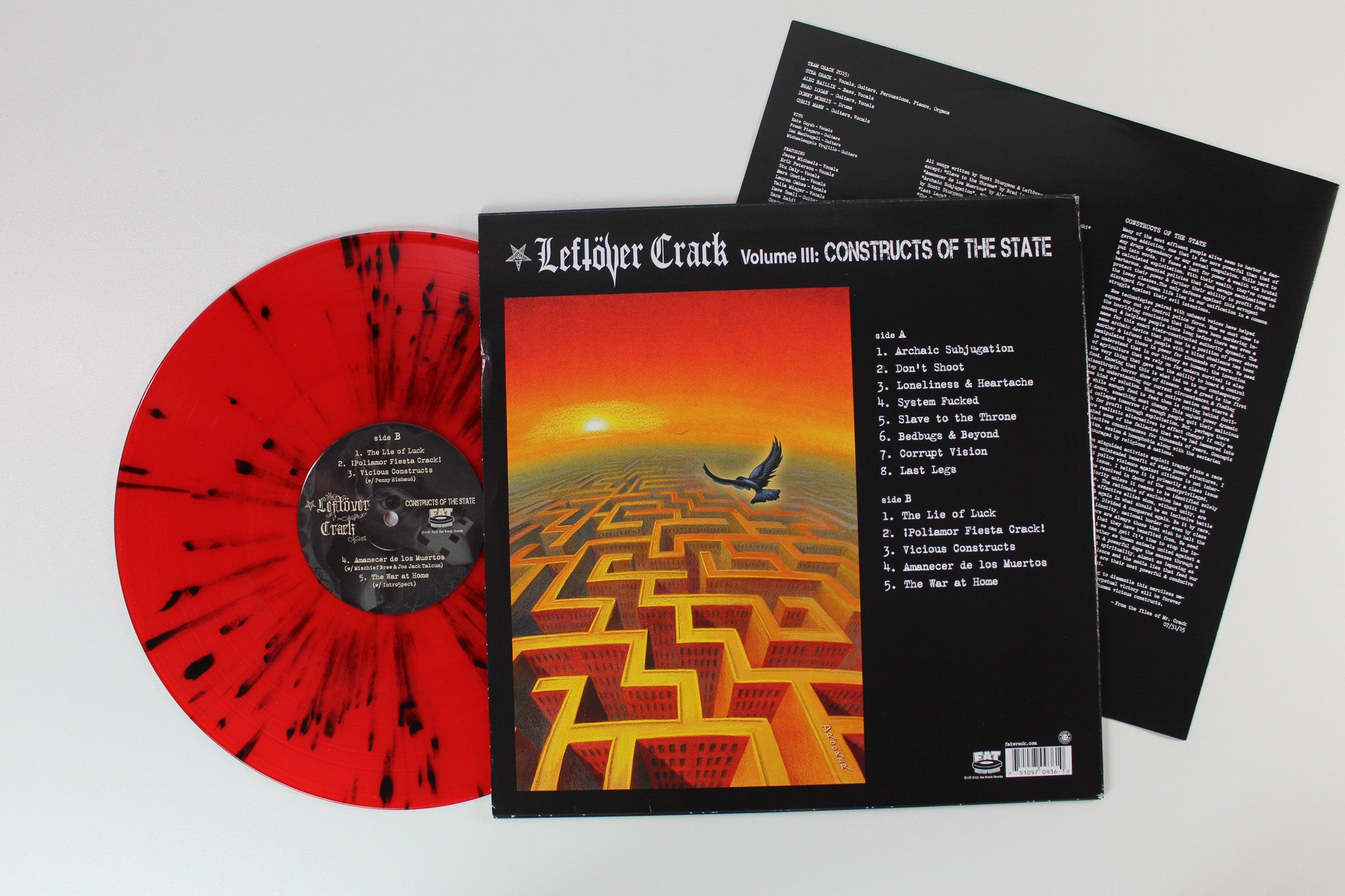 Leftöver Crack - Constructs Of The State on Fat Wreck Chords Red w/ Black Splatter