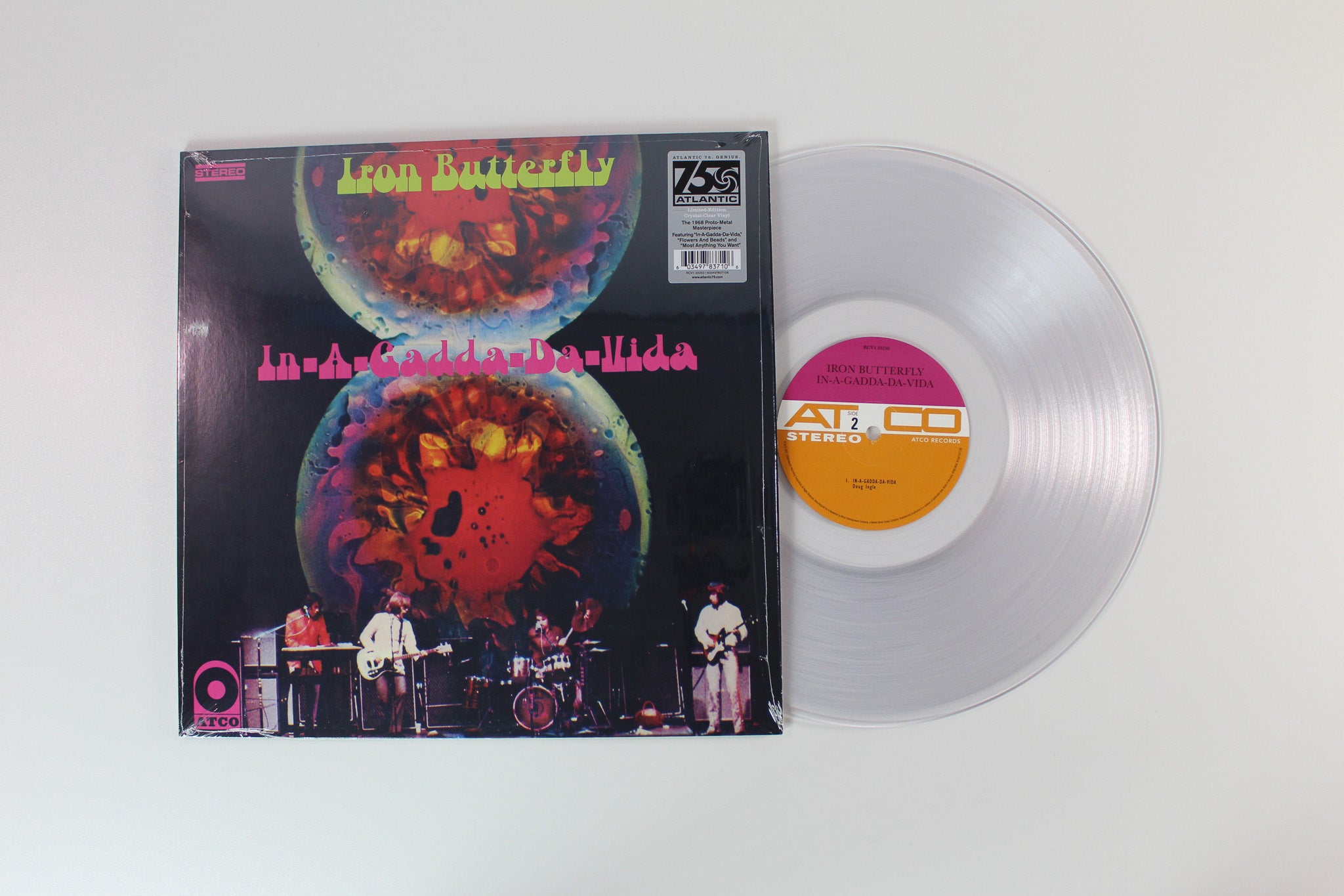 Iron Butterfly - In-A-Gadda-Da-Vida on ATCO Atlantic 75 Ltd Crystal Clear Diamond Vinyl Reissue