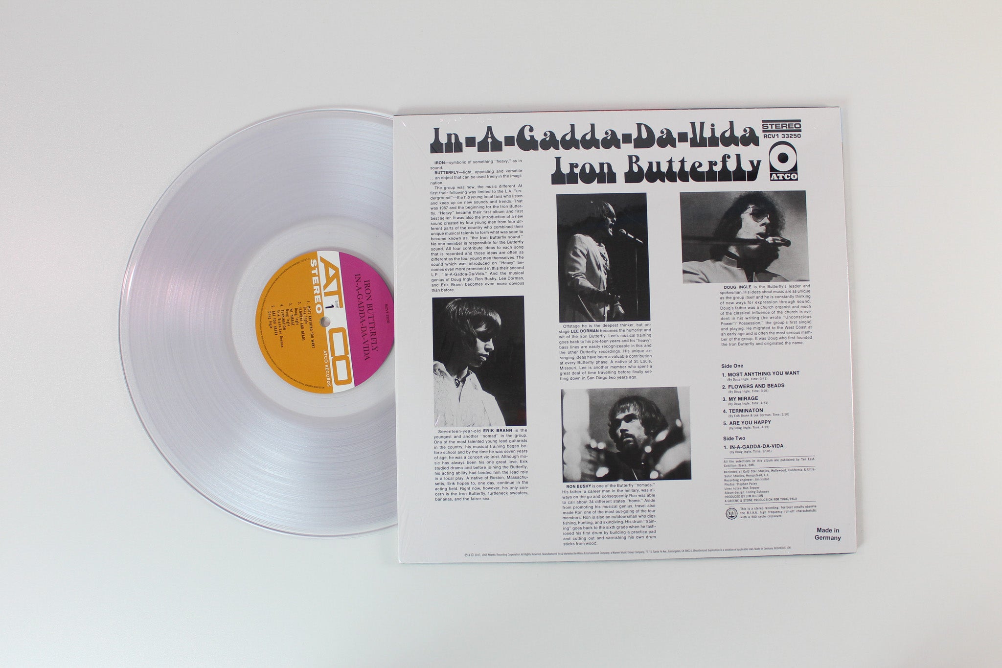 Iron Butterfly - In-A-Gadda-Da-Vida on ATCO Atlantic 75 Ltd Crystal Clear Diamond Vinyl Reissue