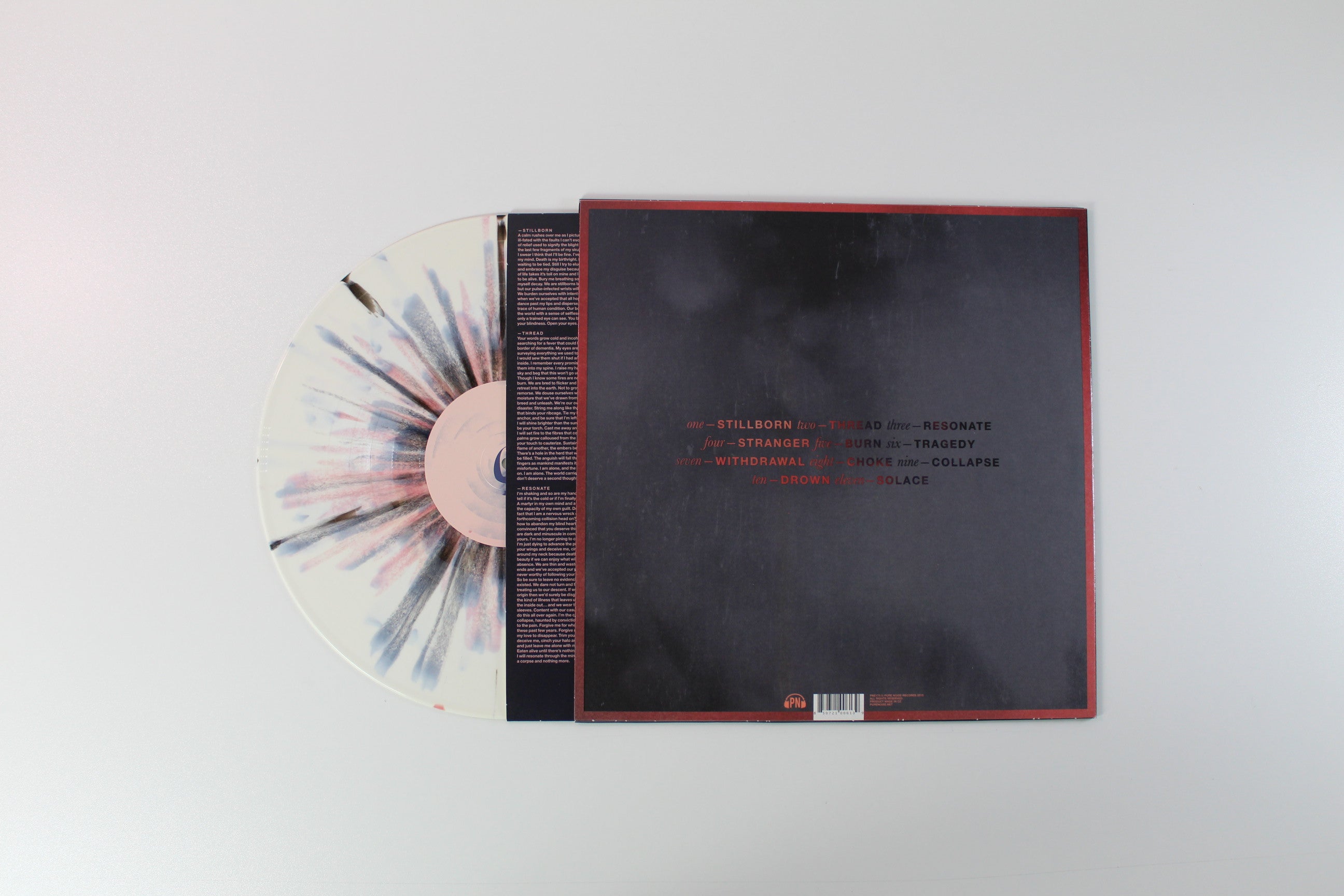 Counterparts - Tragedy Will Find Us on Pure Noise Ltd White w/ Oxblood & Black Splatter