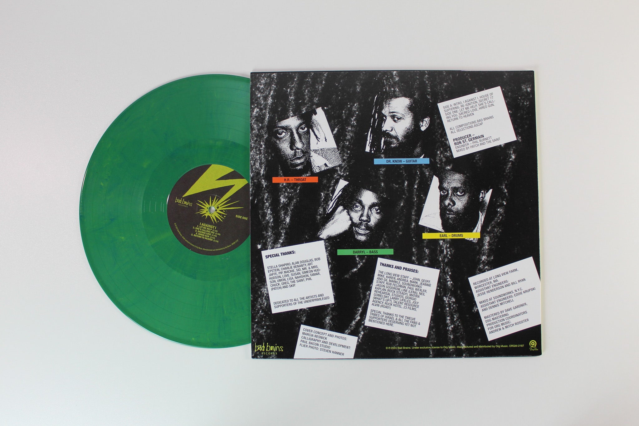 Bad Brains - I Against I on Bad Brains Records Ltd Green With Yellow Marble Reissue