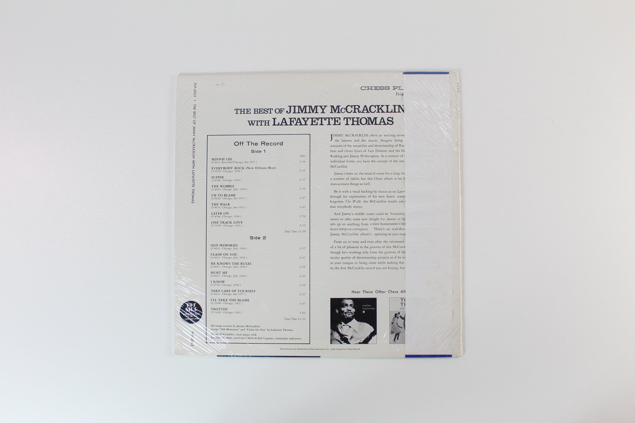 Jimmy McCracklin - The Best Of Jimmy McCracklin With Lafayette Thomas on Chess P-Vine Japanese Pressing Sealed