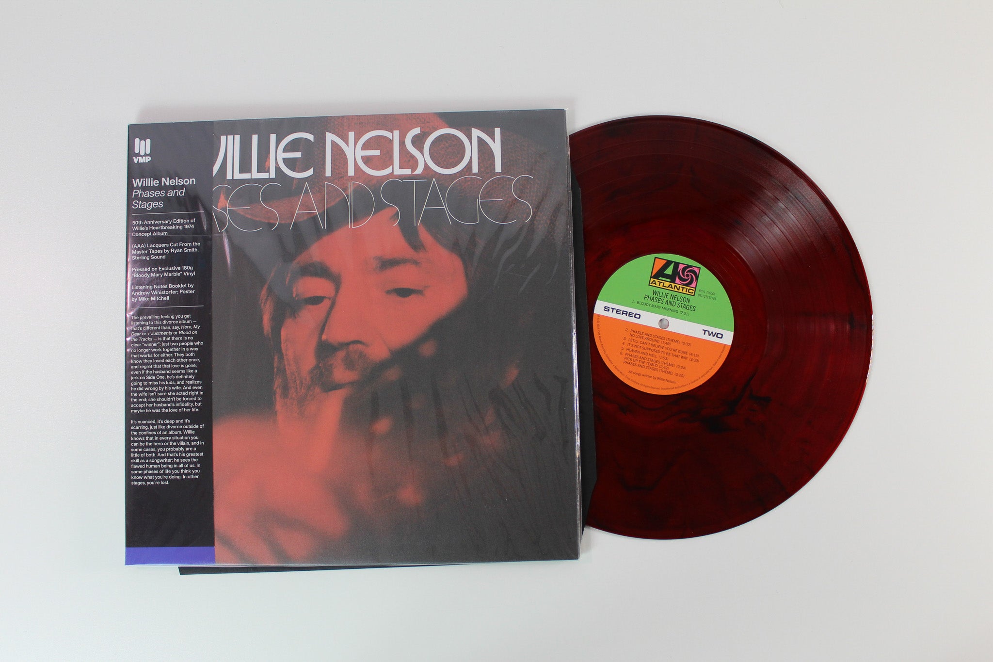 Willie Nelson - Phases And Stages on Atlantic Vinyl Me Please Red with Black Marble Reissue