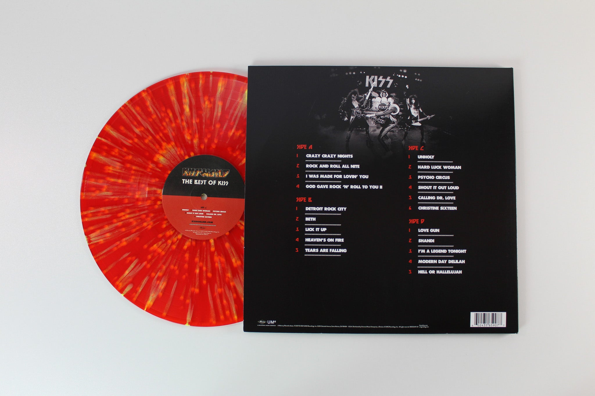 Kiss - Kissworld: The Best Of Kiss on Mercury UMe Red With Yellow Splatter Reissue