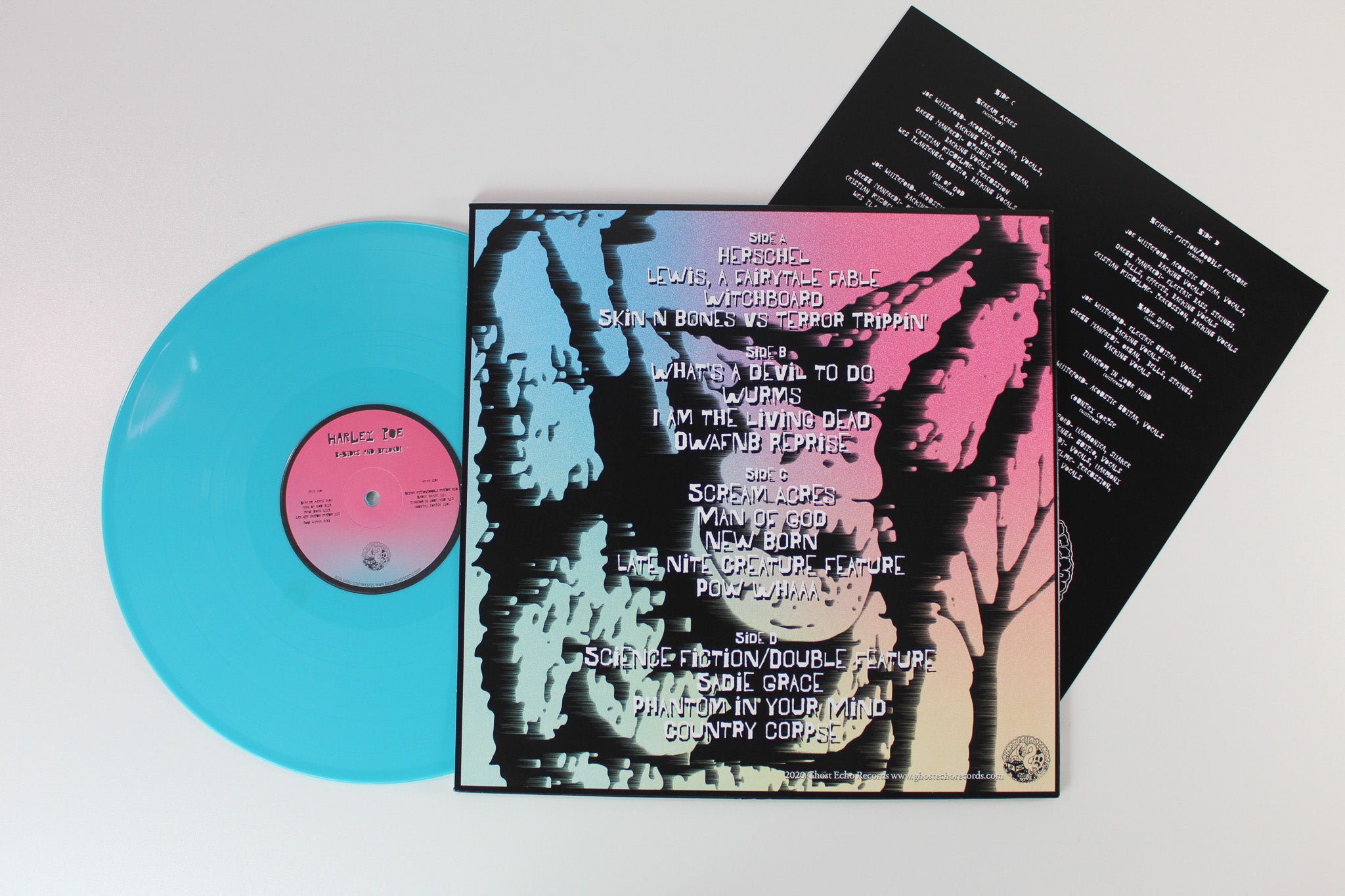 Harley Poe - B-Sides And Beyond! on Ghost Echo Records - Pink & Blue Vinyl