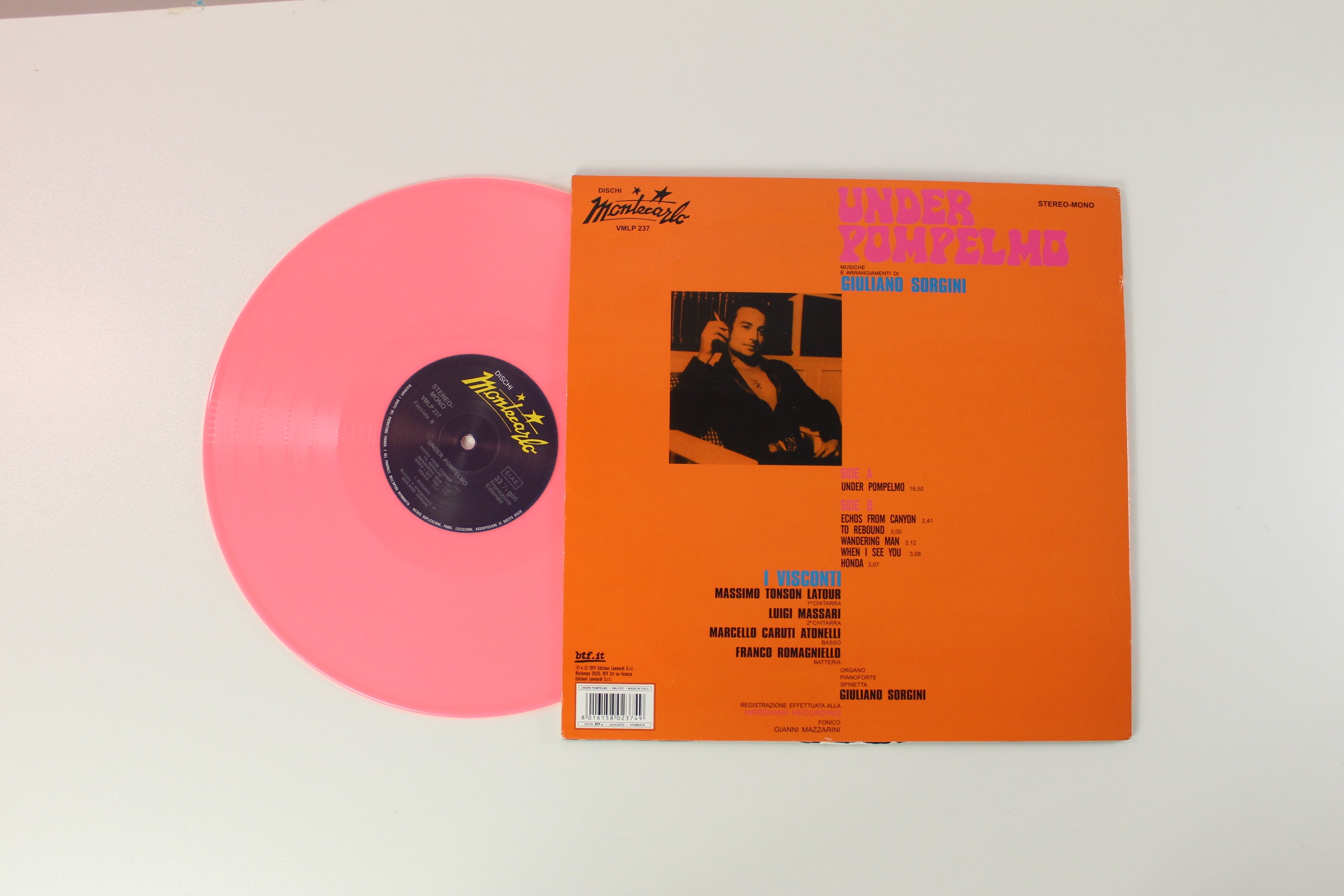 Giuliano Sorgini - Under Pompelmo Ltd. Reissue Hot Pink Vinyl on Vinyl Magic