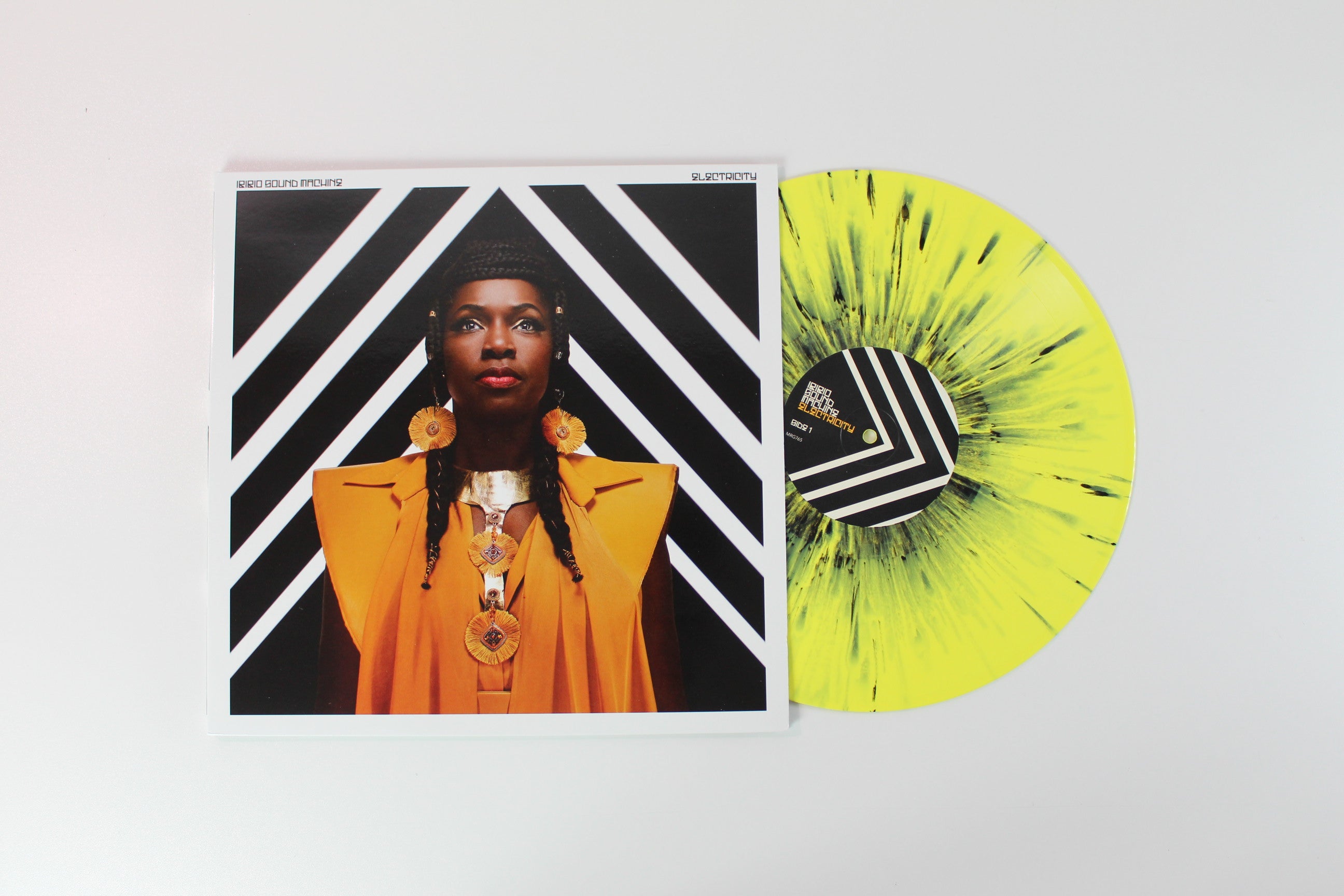 Ibibio Sound Machine - Electricity on Merge Ltd Yellow / Black Splatter Vinyl