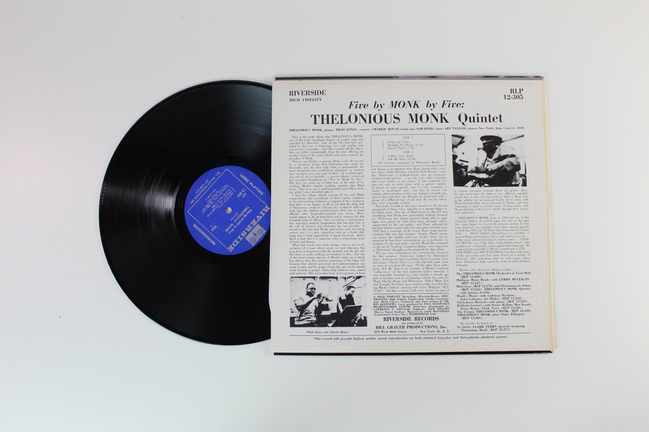 The Thelonious Monk Quintet - 5 By Monk By 5 on Riverside Records 1965 mono reissue