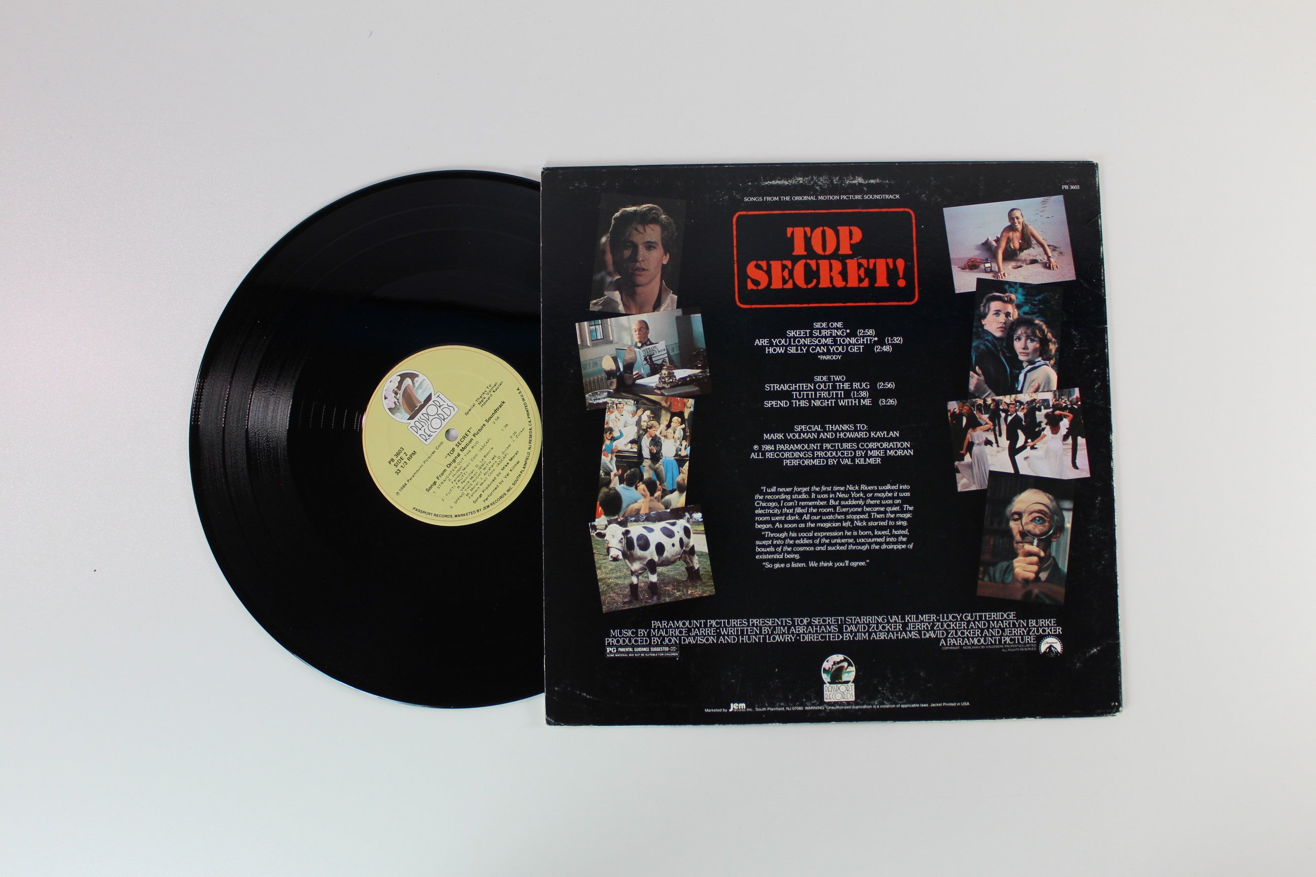 Val Kilmer - Songs From The Original Motion Picture Soundtrack Top Secret! on Passport Records