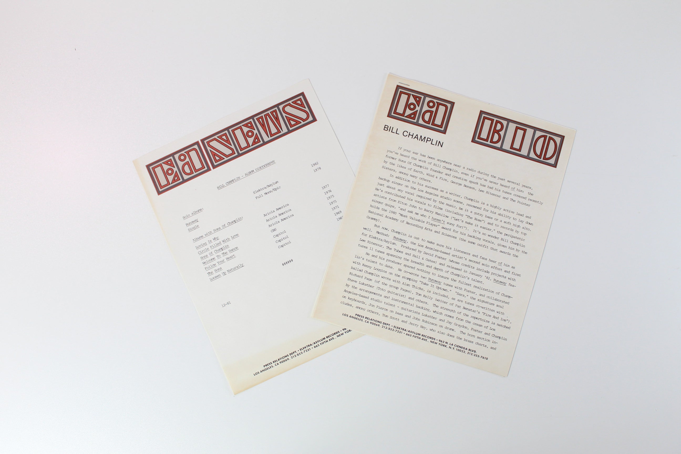 Bill Champlin - Runaway Promo on Elektra